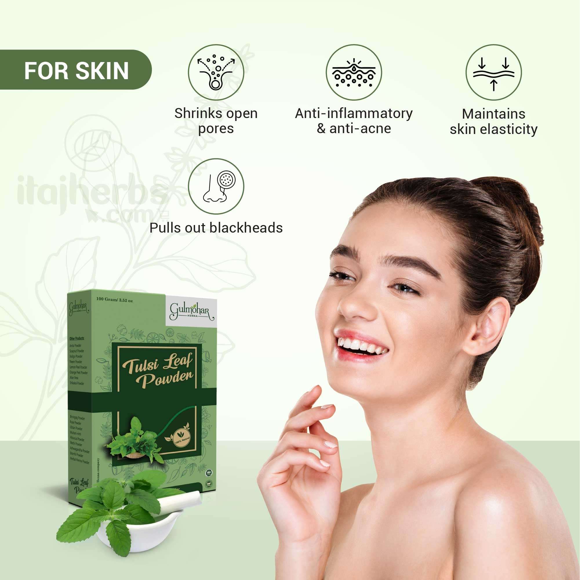 Gulmohar 100% Pure and Natural Tulsi powder For Hair Care - Pack of 2 (200g) 4