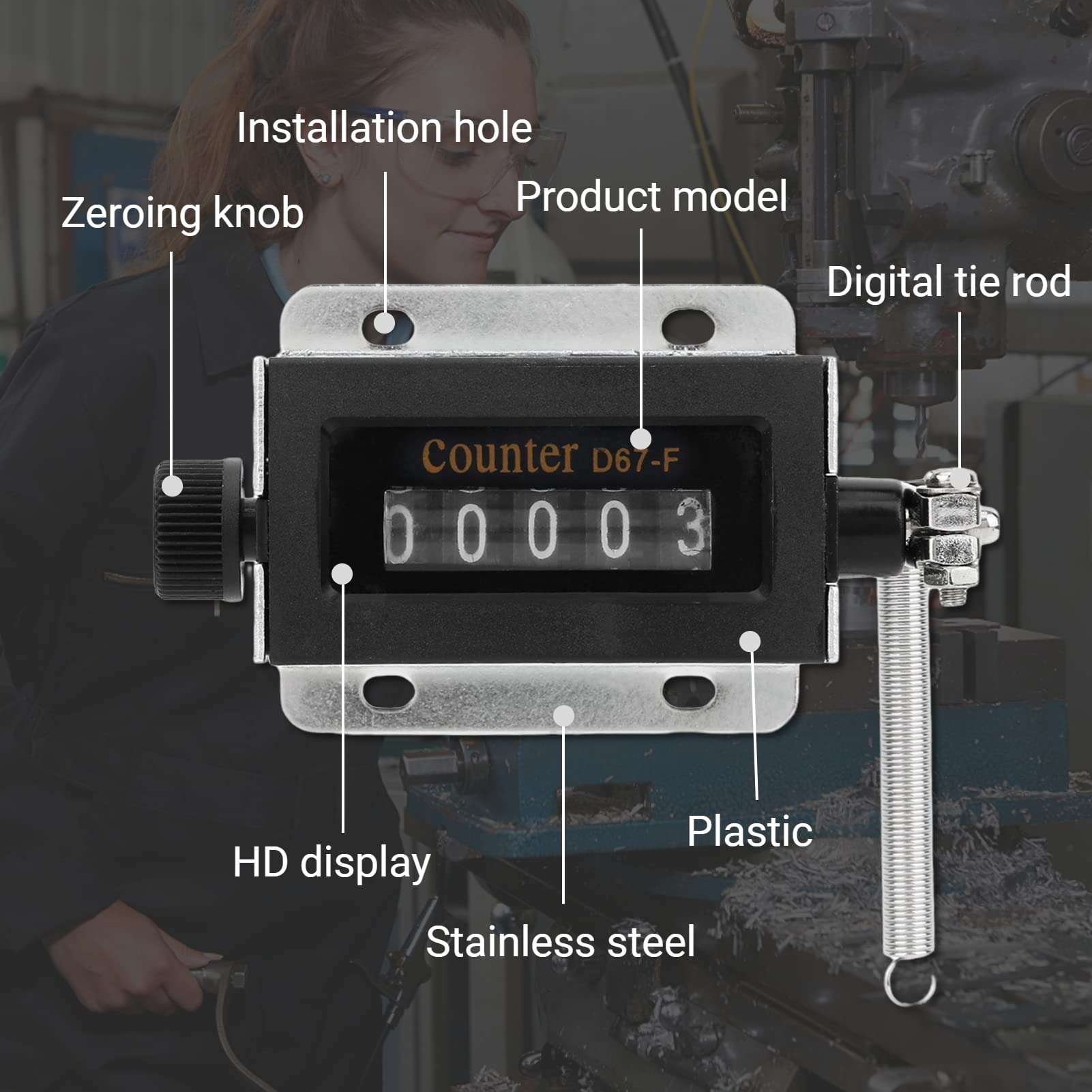 5 Digit Mechanical Counter, 0-99999 Resettable Manual Hand Pull Stroke Tally Counter, Professional Mechanical Arithmometer Counter for Textiles Machinery Winding Hill 5