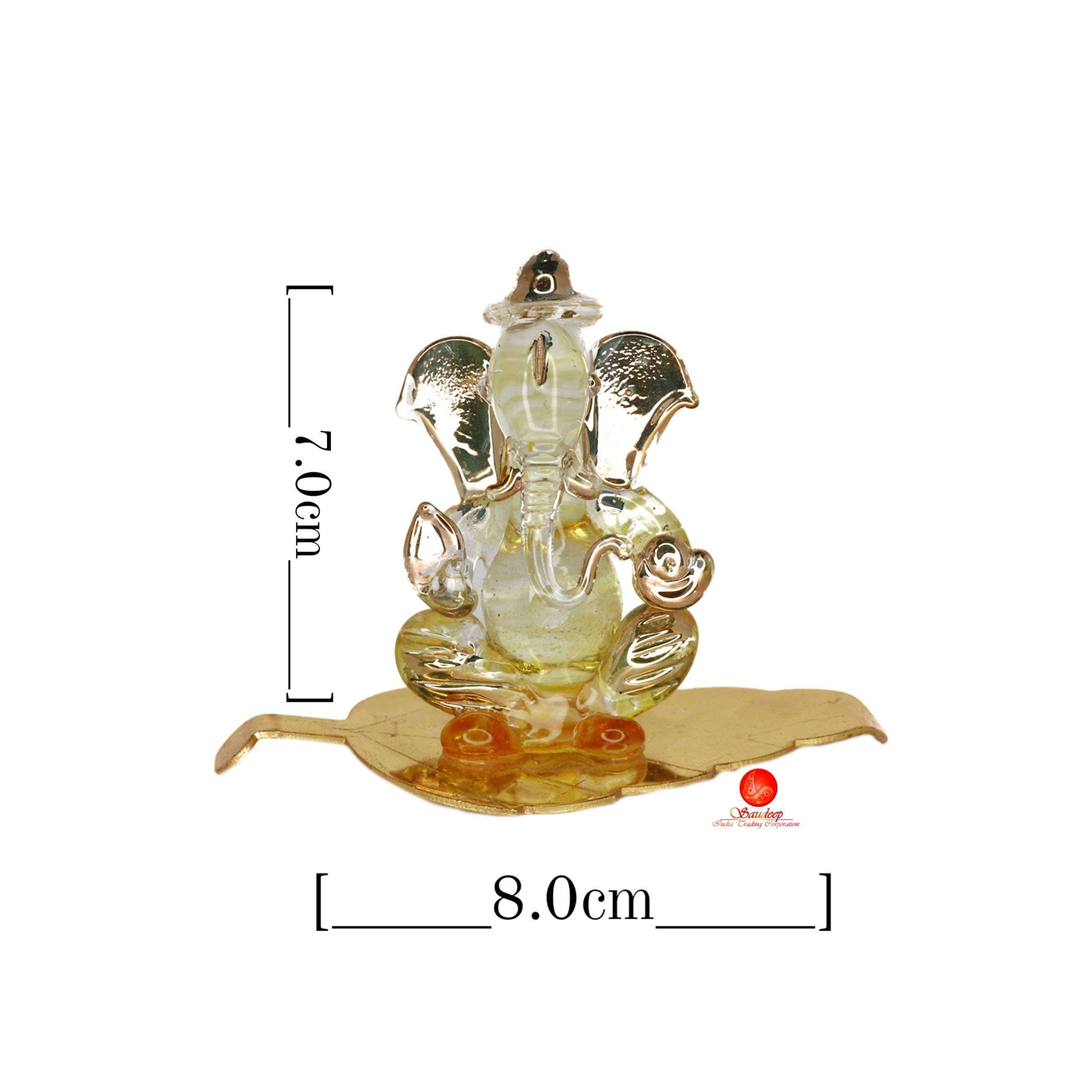 SAUDEEP INDIA Lord Ganpati/Ganesha Idol for Car Dashboard, Desk, Office Table | Beautiful Ganesh Car Dashboard Idol Figurine Showpiece Sculpture (Size:7x8 cm) 3