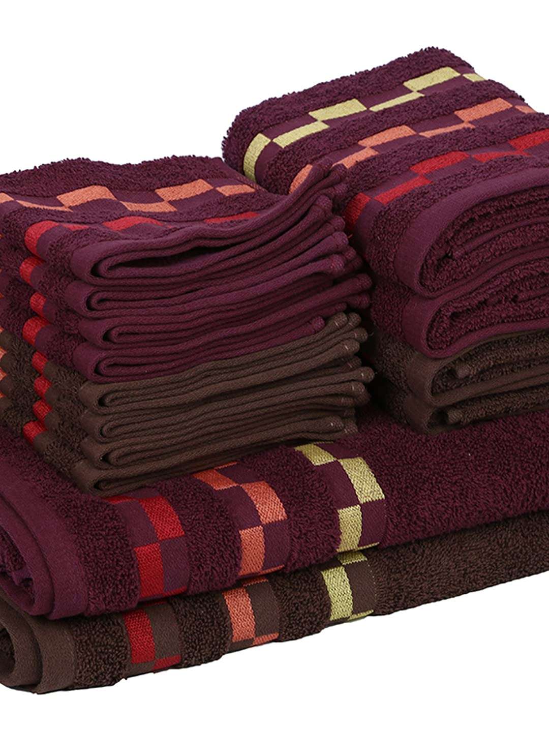 BIANCA [14pc] Super Soft Turkish Terry Towel 100% Mercerised Cotton -2pc Bath, 4pc Hand, 8pc Face (sonoma) - Large, Super Absorbent, Anti Bacterial, Quick Dry Technology - For men, women, gym, kitchen solid-wine 4