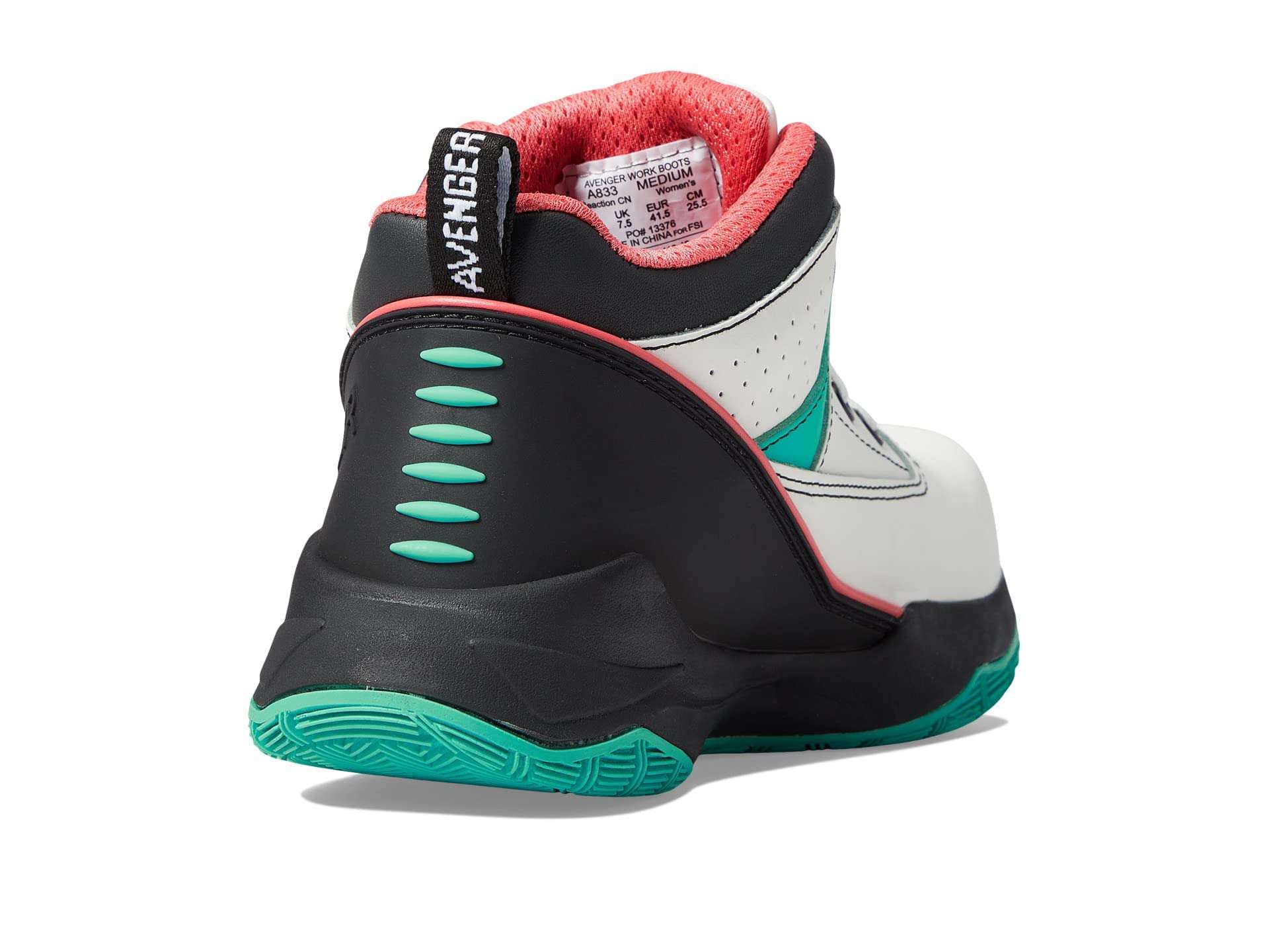 Avenger Work Boots Reaction Women’s Shoes – Action Nubuck Upper – Lace Closure – Round Toe Silhouette White/Green 9.5 D - Wide 6