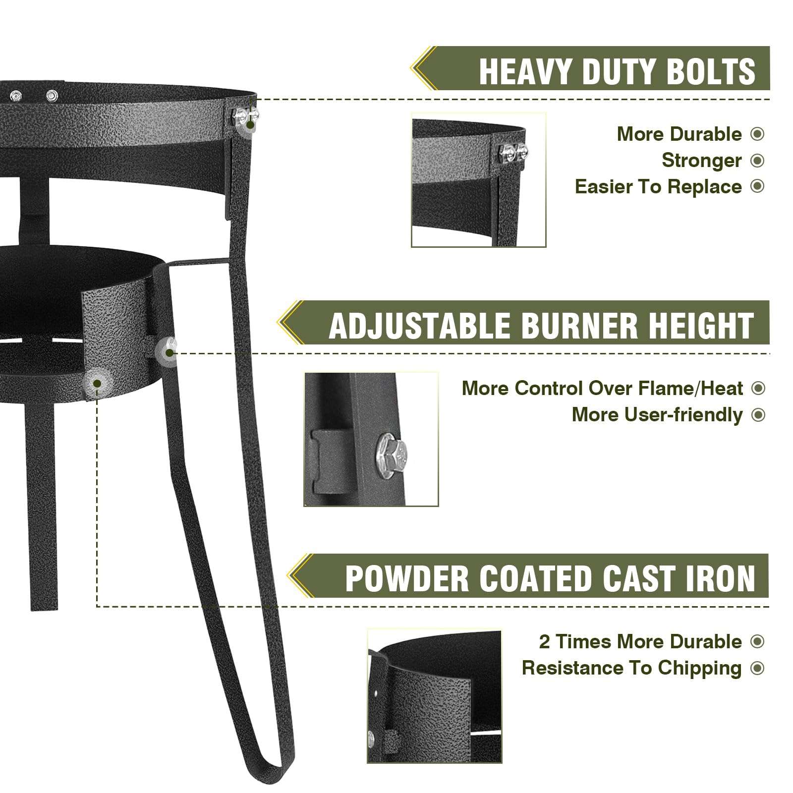 BESTFIRE 30" Coated Steel Comal Stand with Adjustable Burner Mounting Rack for Discada, Tacos, Street Vendor, Etc 4