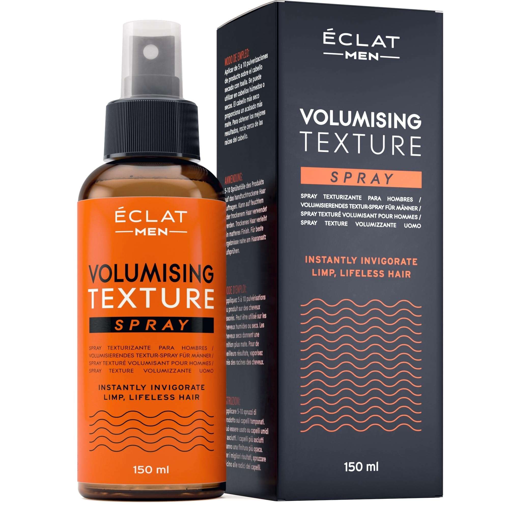 Natural Sea Salt Texture Spray for Men's Wavy, Curly, & Fine Hair - Adds Volume, Saltwater Beach Texture, Heat Protection, 150ml Travel Size