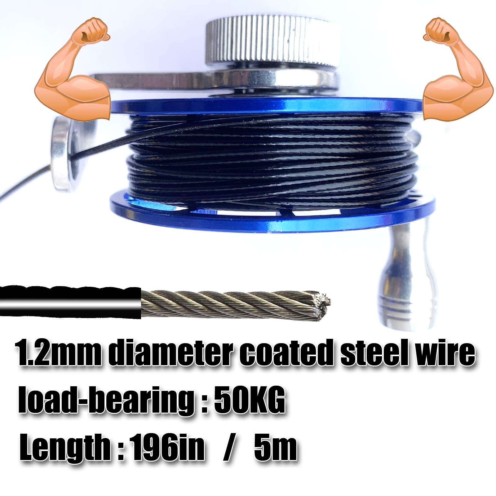 Fish Stringer with Reel Steel Wire Float Fishing Stringer with 10 Stainless Steel Snaps Fish Lock 5