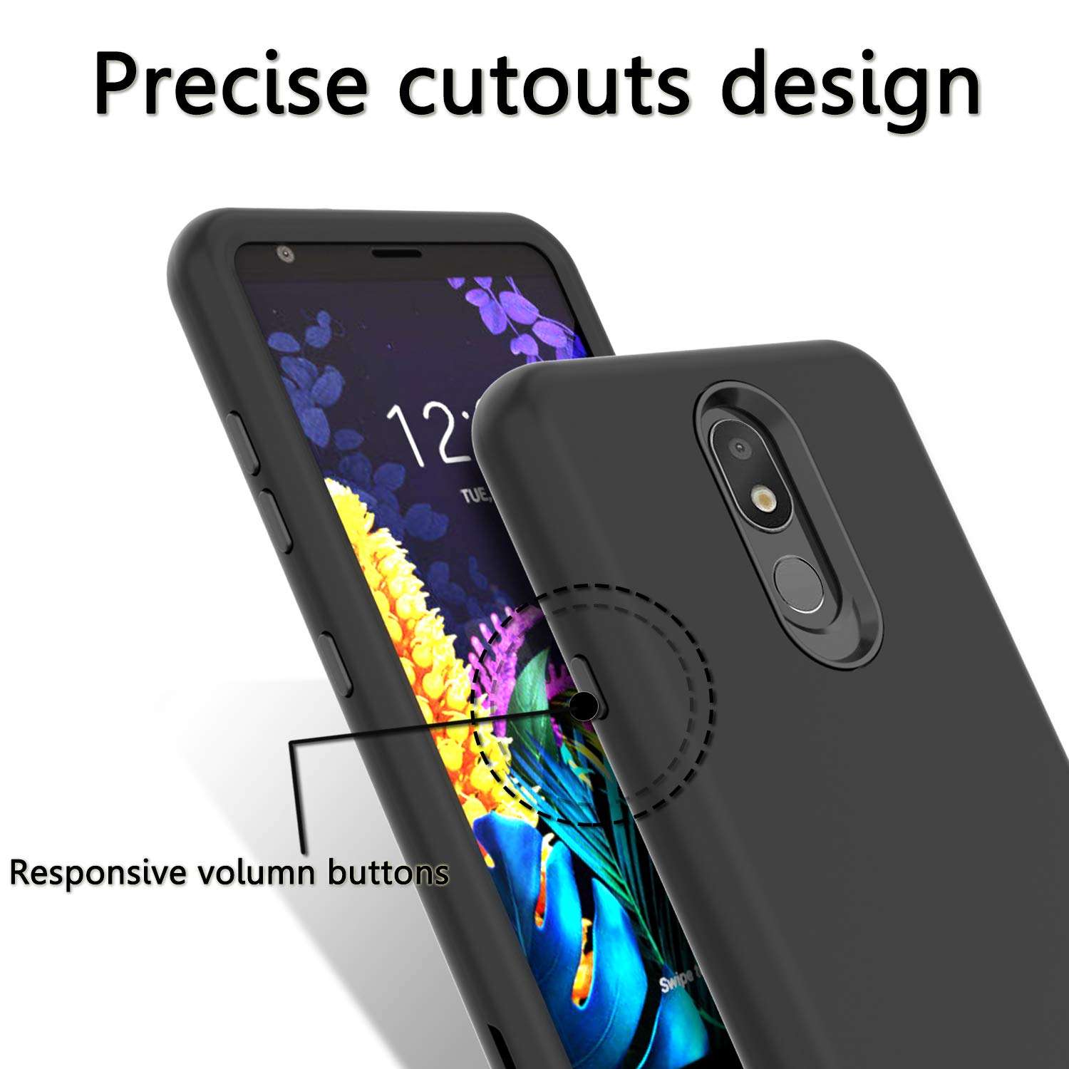 AMENQ Case for LG Journey LTE L322DL, Case for LG Aristo 4 Plus/Escape Plus LM-X320/Tribute Royal/K30 2019/Prime 2/Arena 2, Full Body TPU Bumper and PC Armor Protective Phone Cover (Black) 2