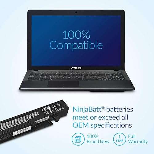 NinjaBatt Laptop Battery for Asus A41-X550A A41-X550 R510C X550C X550L X550J R510L X550CA X552E X550V K550L F550V X550A P550C X550EA X550D R510 X550VX F550C - High Performance [4 Cells/2200mAh/33Wh] 4