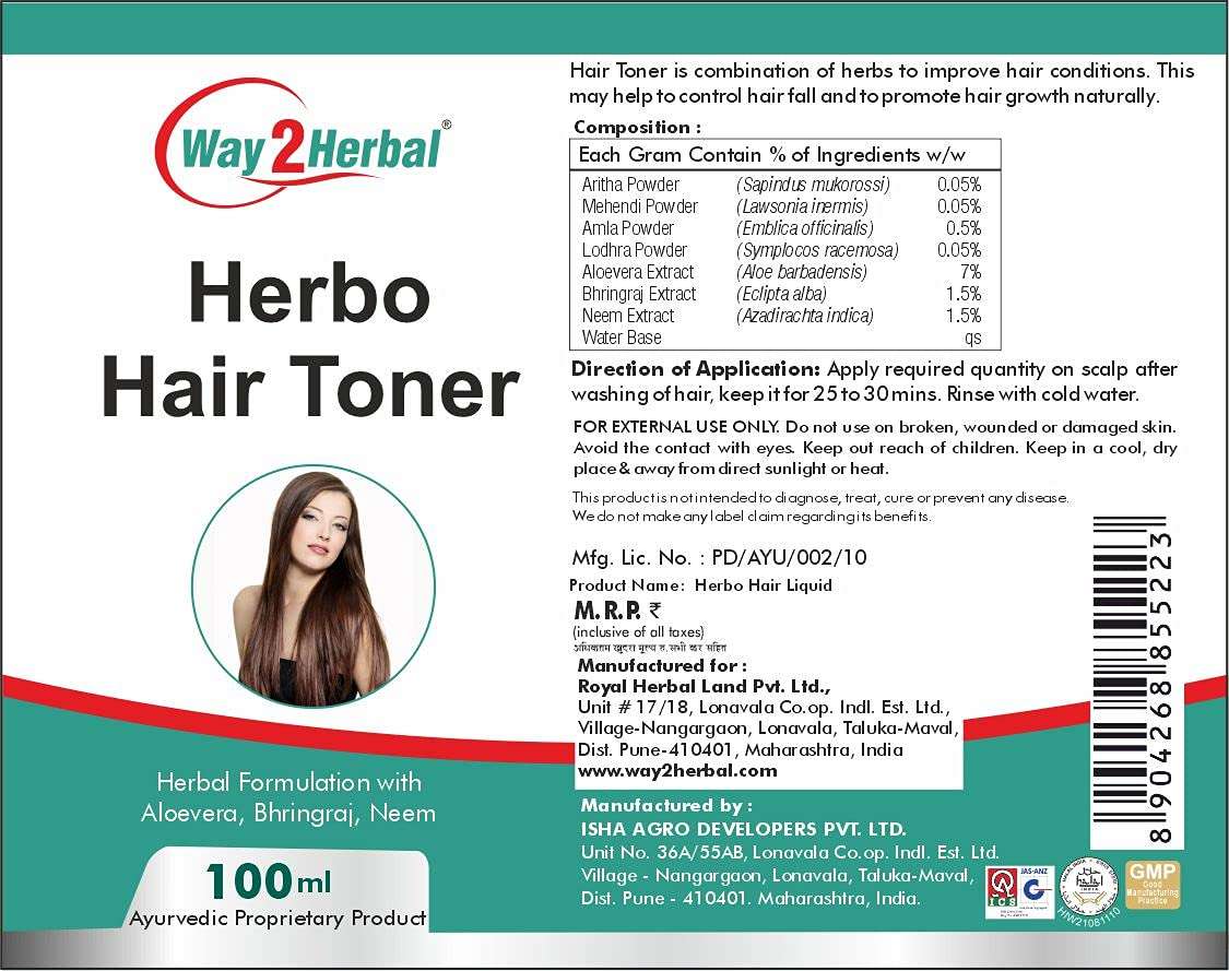 Way2Herbal Herbo Hair Toner - 100ml Pack of 4 3