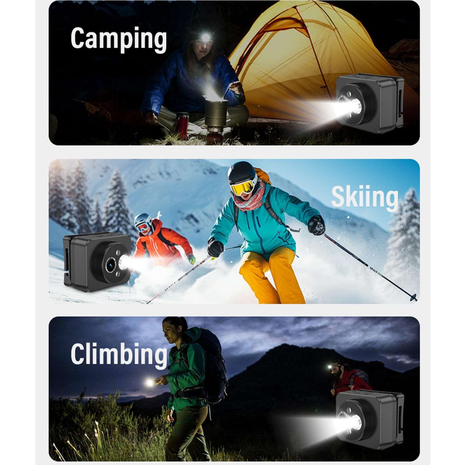 Head Mounted Camera Sports Recorder with 120° Wide Angled and Night for Motorcycling and Shots 6