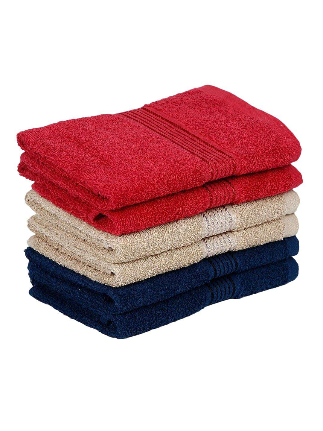 KOPA Quick Dry 100% Cotton Soft Terry Towel -6pc Hand Towel (d'ross) - Super Absorbent, Lightweight, Odour Free - for Men, Women, Kids Solid-Multi 4