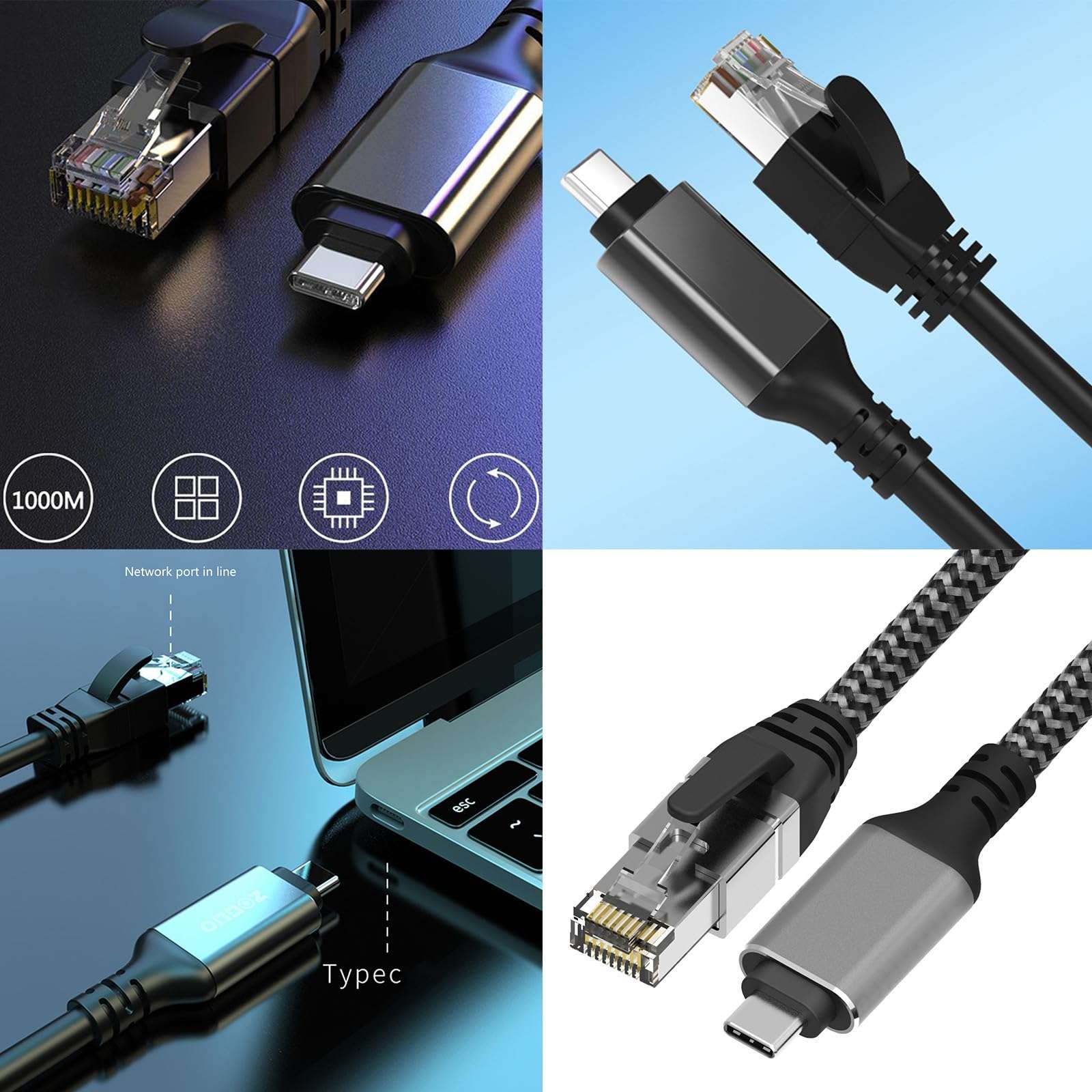 Gnbzxce USB Type C to RJ45 Ethernet Adapter Cable 1000Mbps Instants Fast Speed Internet Connection for Work and Play 3