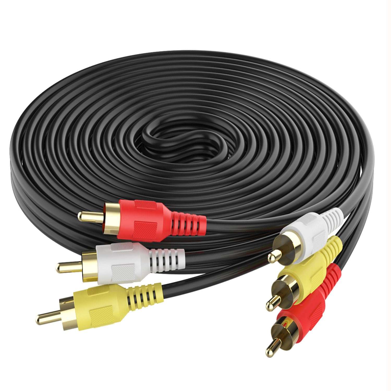 Audio Video Cable,Composite Cord 6 ft RCA to RCA M/Mx3,AV Cable for TV,DVD,VCD etd. 1