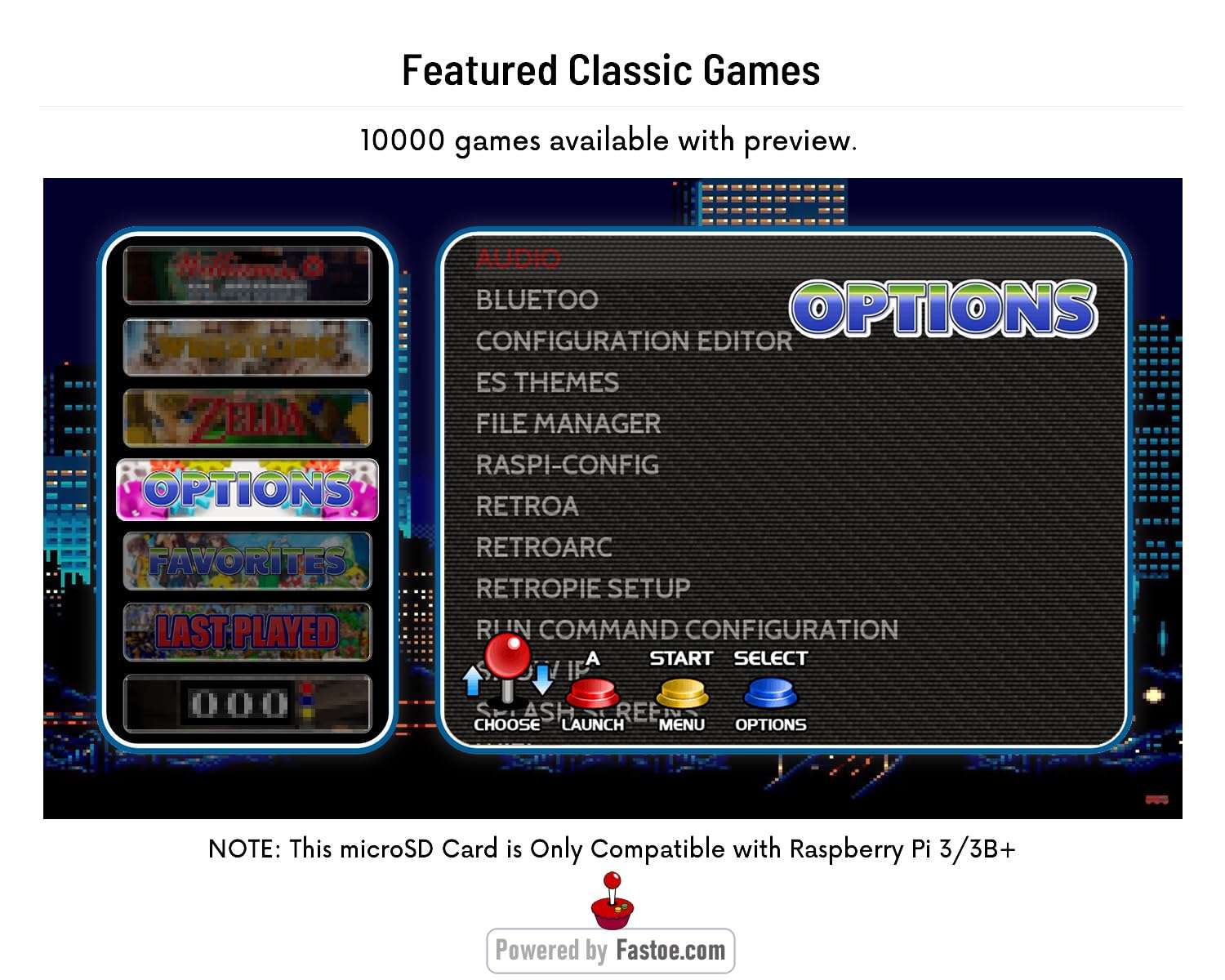 Fastoe 128GB Gaming microSD Card Preinstalled RetroPie with Games for Raspberry Pi 3/3B+ 4