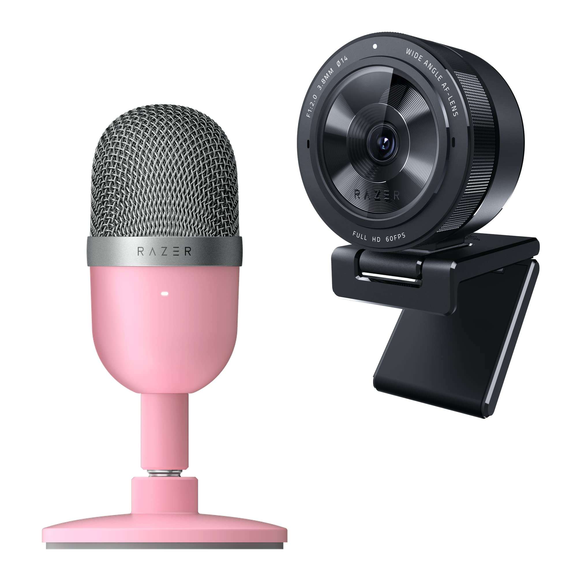 Razer Seiren Mini USB Streaming Microphone + Kiyo Pro Streaming Webcam Bundle: Quartz Pink 1