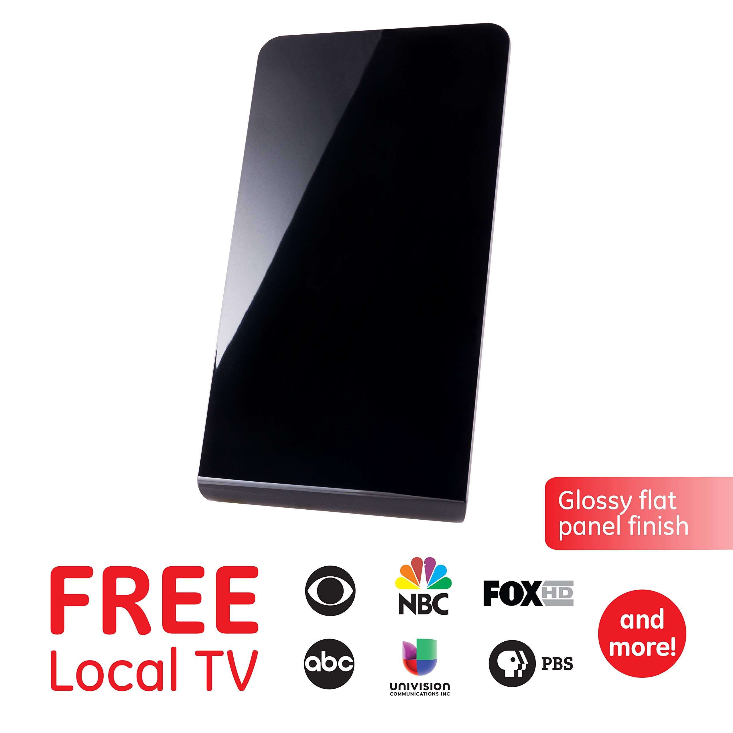 GE Flat Panel Indoor HD Digital TV Antenna, Long Range Smart TV Antenna, Supports 4K 1080P HD Smart TV VHF UHF, Extendable Dipole Rabbit Ears, Adjustable Stand, 5ft Coax HDTV Cable, 33681 2