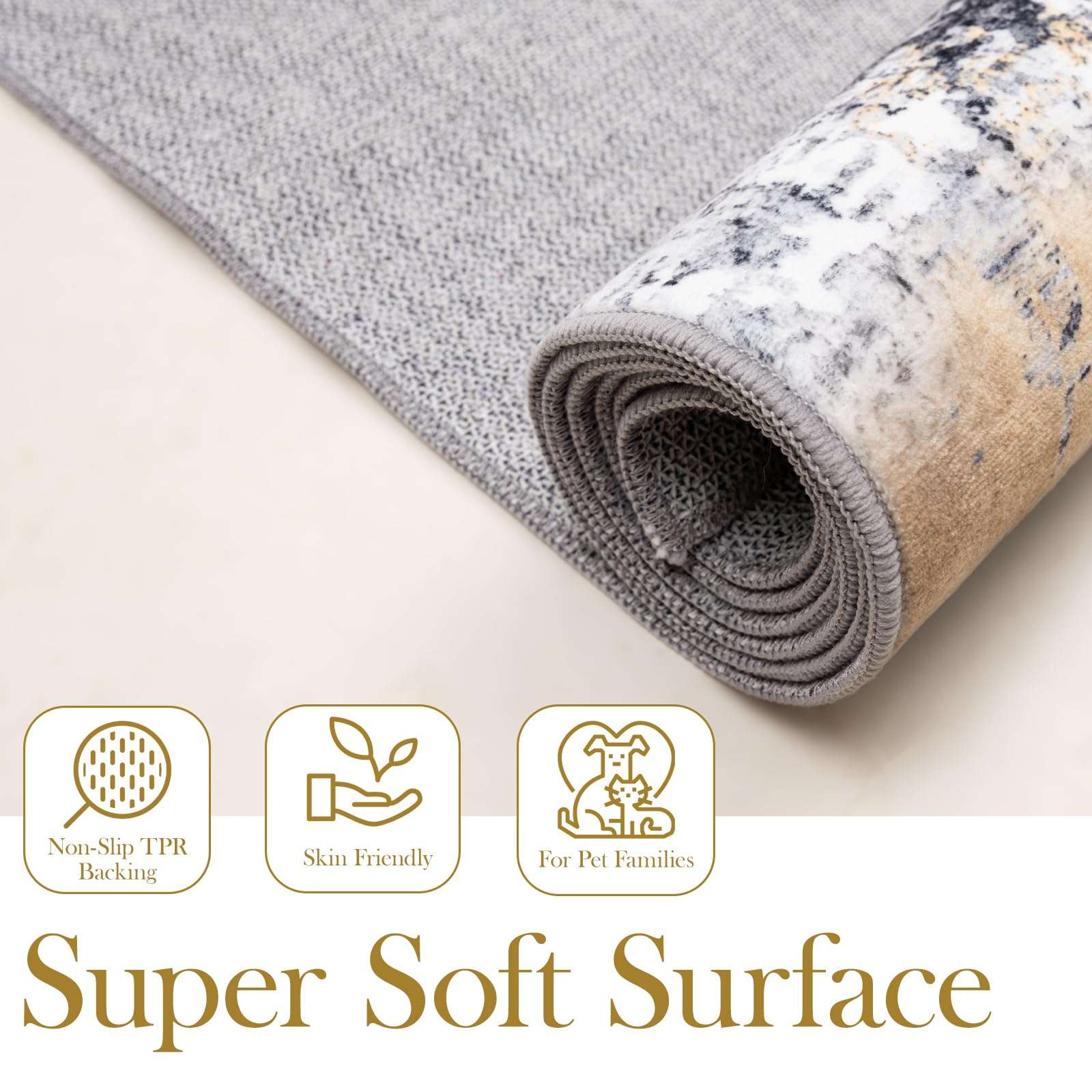 nusoarug 2x7 Runner Rug, 2' x 7' Modern Machine Washable Carpet Abstract Non-Slip Area Rugs with Rubber Backing for Bedroom Kitchen Entryway Living Room Bathroom, Yellow&Black 5