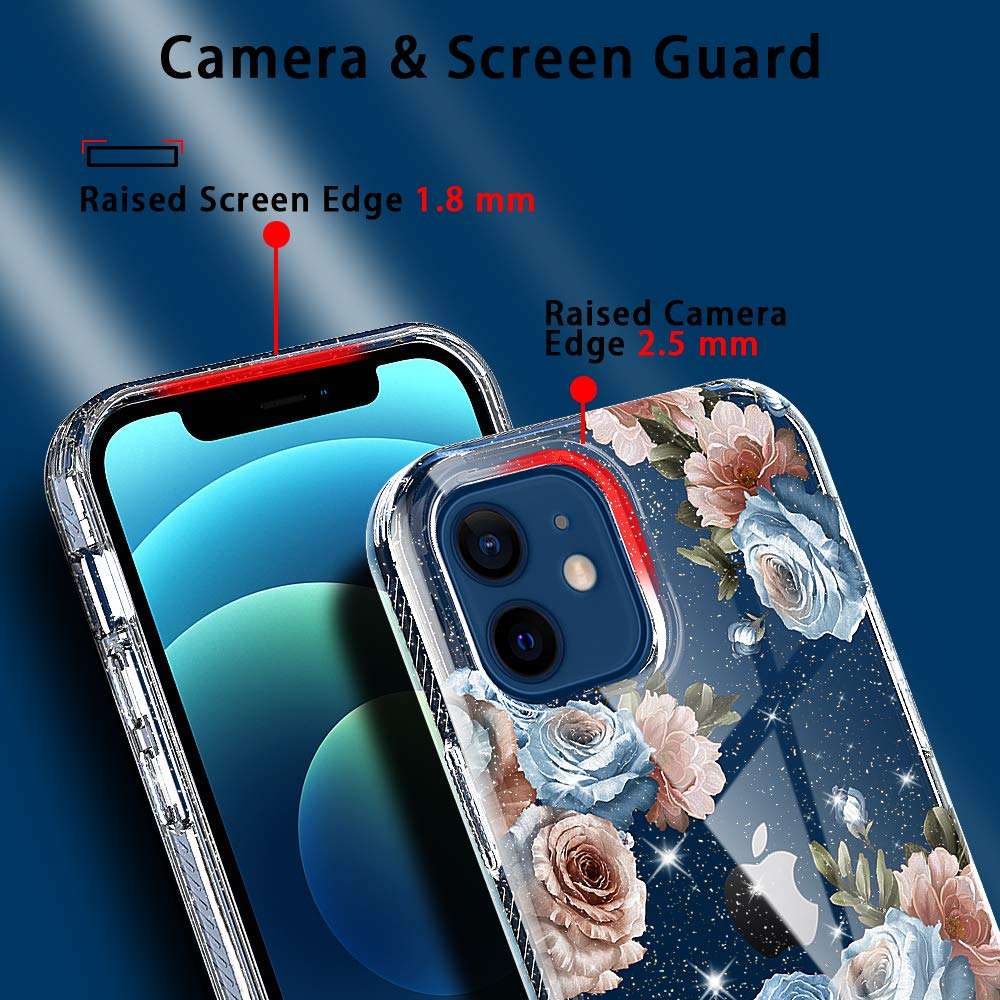ANNSD for iPhone 12 Case/iPhone 12 Pro Case,Plastics and TPU Shock Absorption Rubber Series Full Body Protective Cover Compatible with iPhone 12 /Pro Case(6.1 inches) (Floral) 3