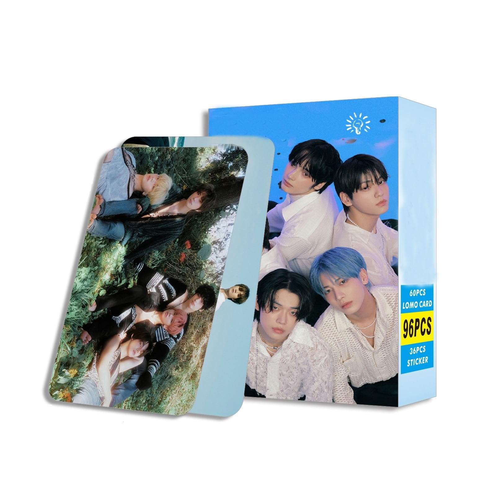 ShaoKun 96PCS TXT 2025 New Photocard Sets,60PCS TXT Lomo Cards and 36PCS Waterbottle Stickers Gift for Fan Collection (Blue) 4
