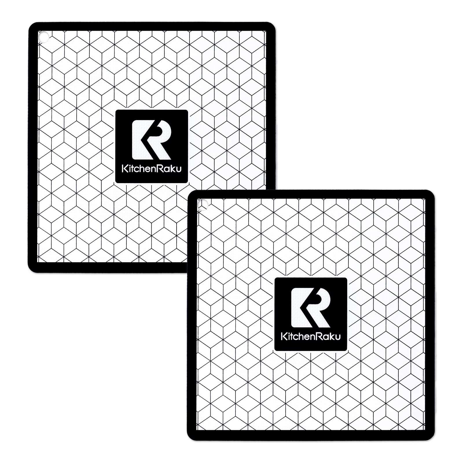 Set of 2 Induction Cooktop Mat for Induction Stove,Platinum Non Slip Silicone Pads-Magnetic Cooktop Scratch Protector By KITCHENRAKU KR (10.2"x 10.2", 2 PCS) 1