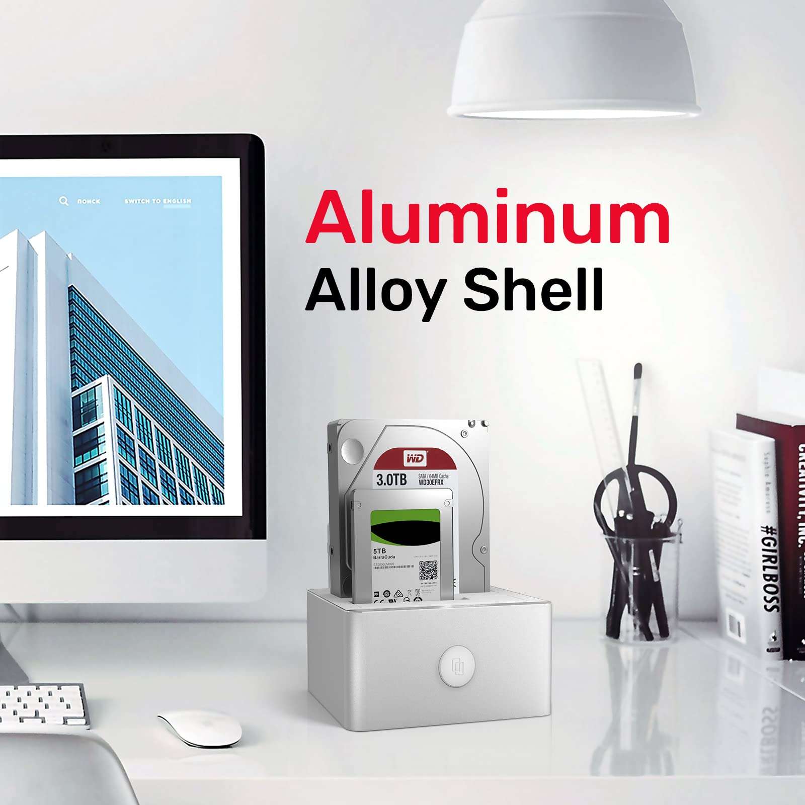 Unitek Aluminum USB 3.0 to SATA Dual Bay External Hard Drive Docking Station with UASP for 2.5 / 3.5-inch HDD SSD, Hard Drive Duplicator/Offline Clone Function (2 x 18TB Support)-Silver 5