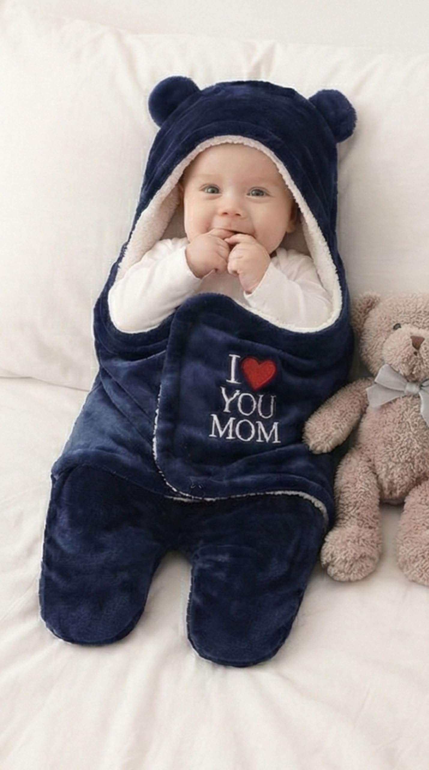 BABYZONE Soft Hooded Baby Blankets AC Blanket Baby Wrapper for Baby Boys and Baby Girls All Season Baby Blankets for 0-6 Month Babies.(Navy) 6