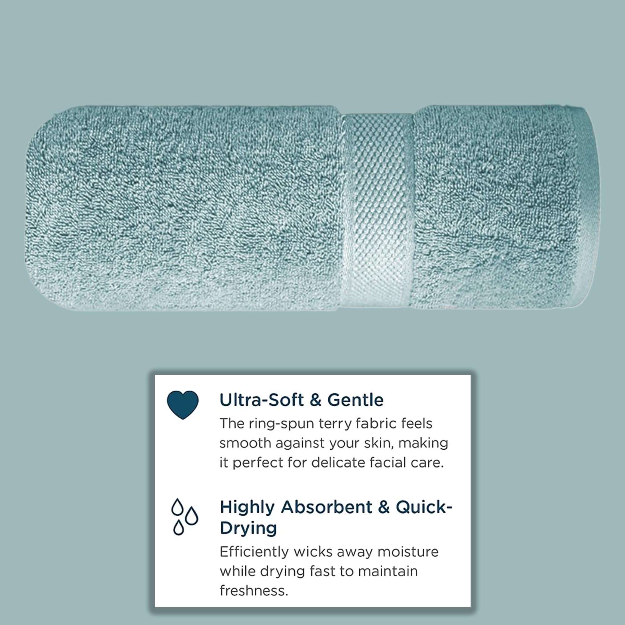 Sulfar 100% Terry Ring Spun Cotton Face Towel - Quick-Dry, Highly Absorbent (480 GSM) (30 x 30 Cm) Nile Blue (Pack of 1) 4