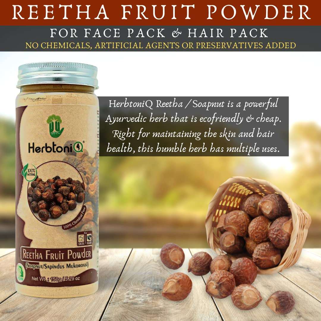 HerbtoniQ 100% Natural Reetha Fruit Powder (Soapnut/sapindus Mukorossi) For Hair Pack 150g (Pack of 4) 4