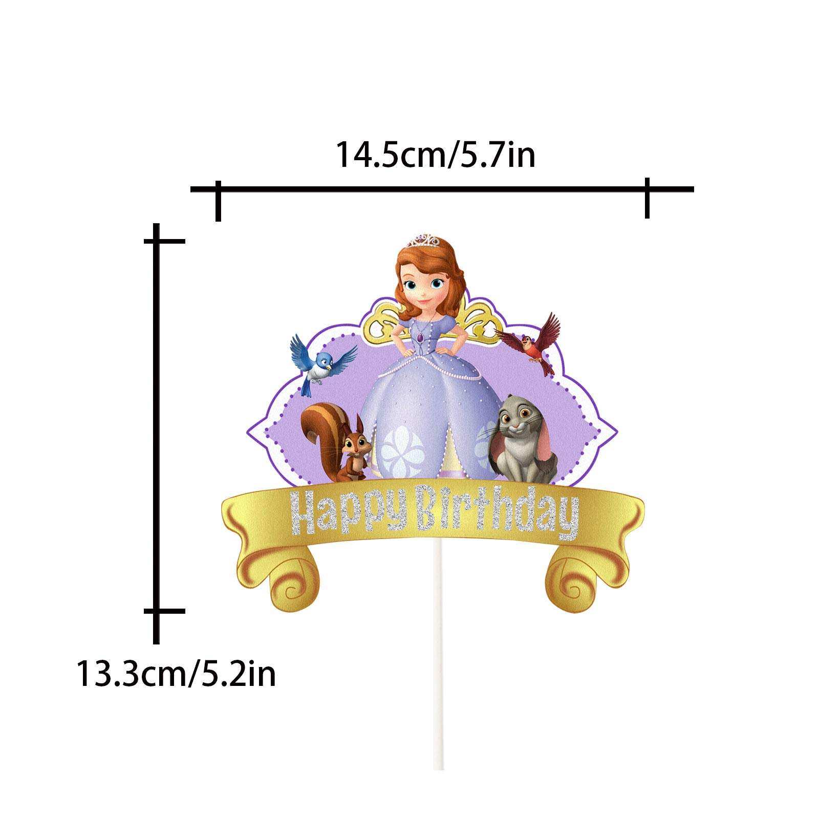 LYNHEVA Glitter Sofia Cake Topper, Disney Princess Sofia Inspired Cake Topper, Sofia The First Theme Birthday Party Suppliers, Girls Princess Bday Party Favor 2