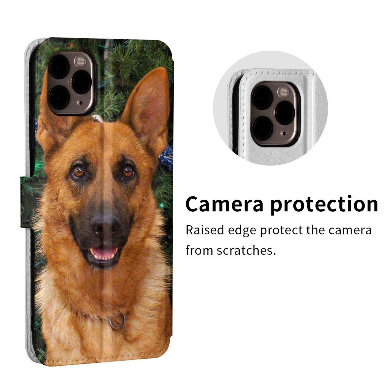 Merry Christmas German Shepherd iPhone 11 Mobile Phone Leather Case Luxury Pu Leather Wallet Protective Cover Flip Cover 6