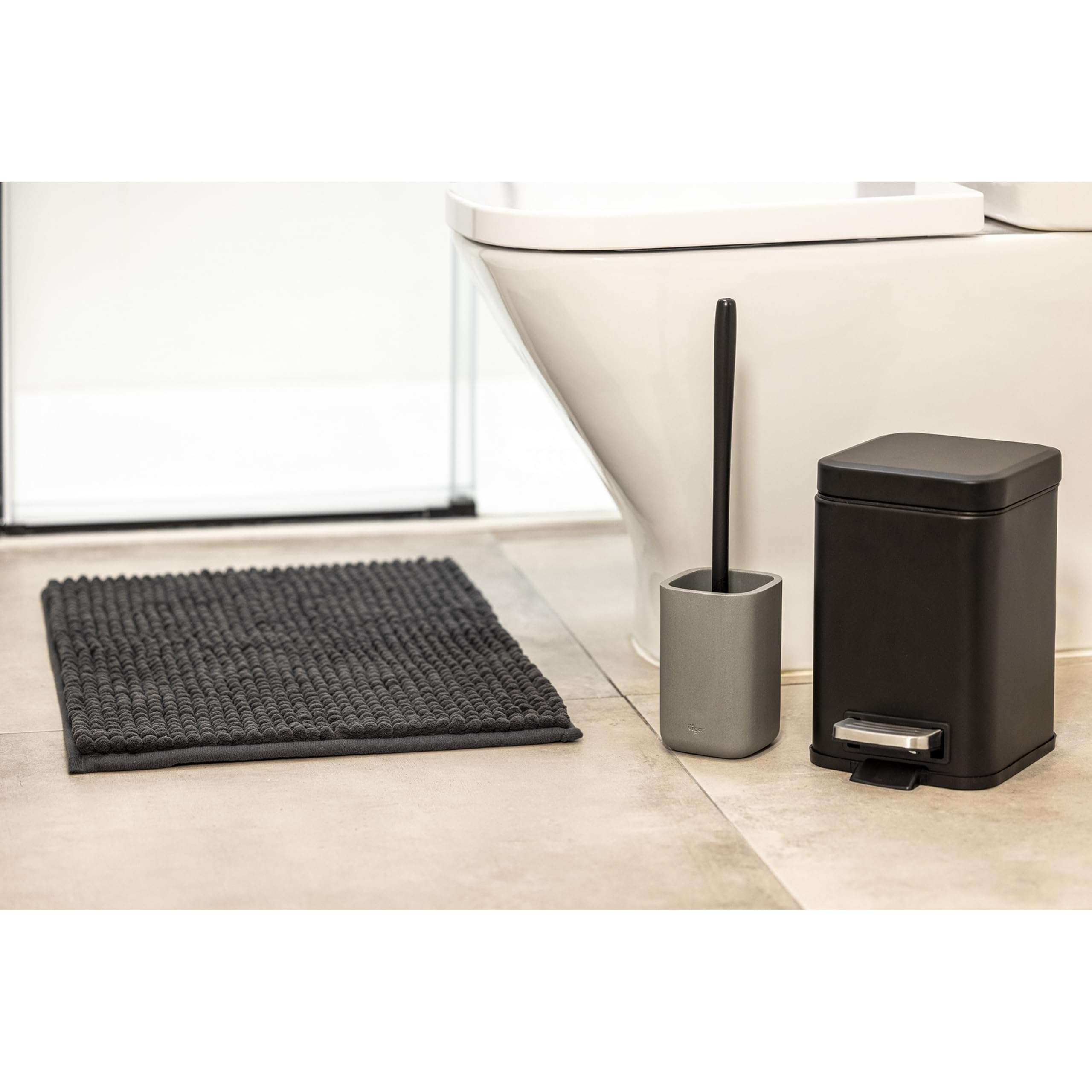 Vigar Zense Collection Concrete Toilet Brush and Holder Set, for Modern Luxury Bathroom, Fine Polyresin Stone 3