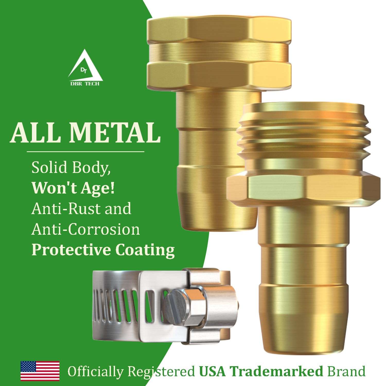 DBR Tech® Garden Hose Repair Kit 5/8” & 3/4" | Heavy Duty Leak-Proof Metal Hose Mender & Connector Set | Male & Female Fittings to Fix Water Hose Ends and Replacement, 2 Set 5