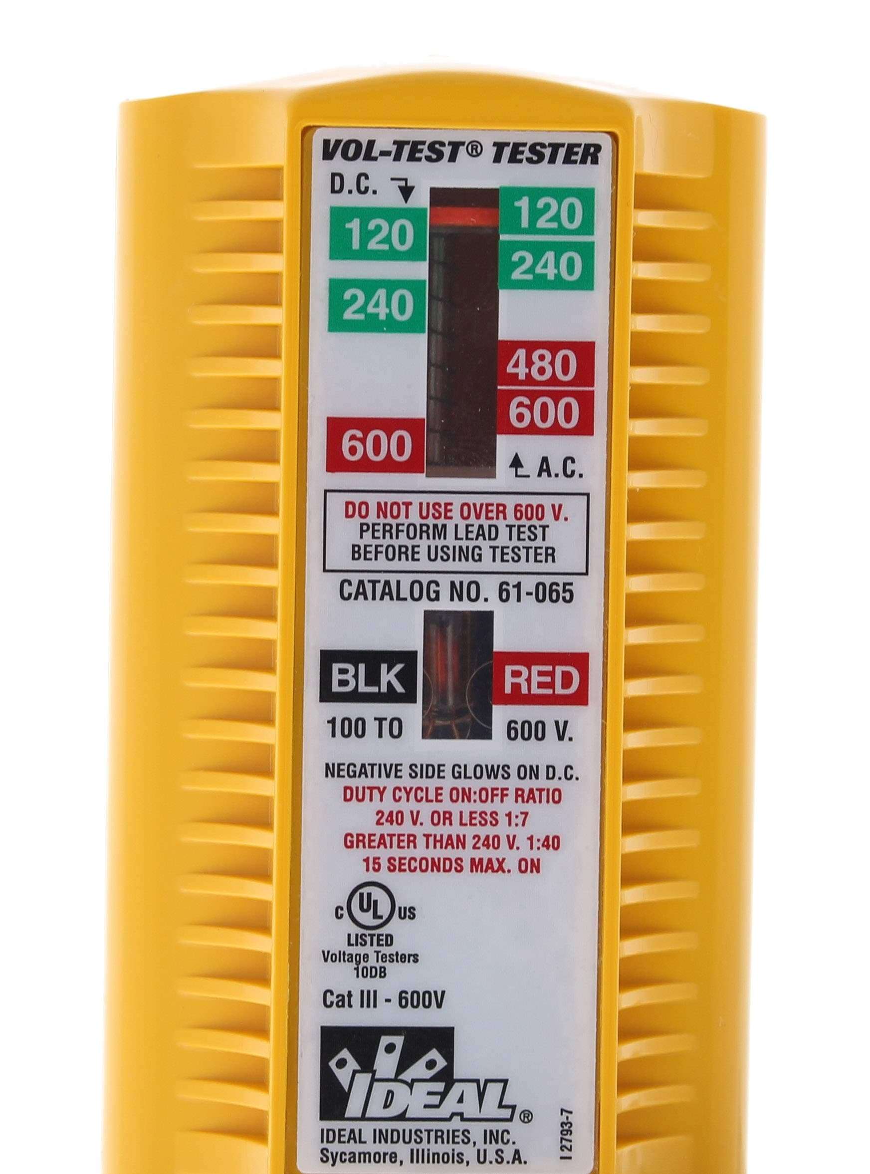 IDEAL Electrical 61-065 Vol-Test Voltage Tester, CAT III for 600V,Yellow 6