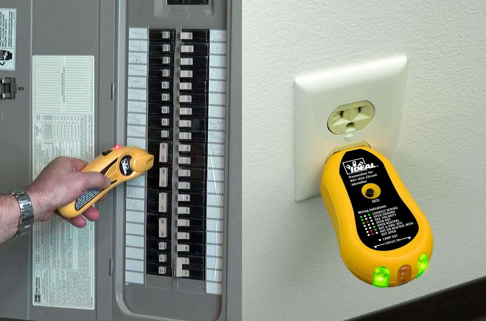 IDEAL Electrical 61-534 Digital Circuit Breaker Finder with Digital Receiver and GFCI Circuit Tester,Yellow 6