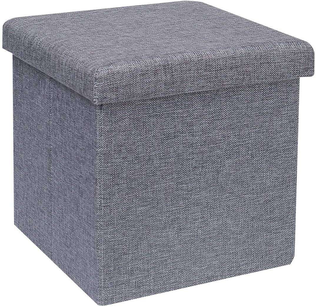 SONIQE Smll Cube Shape Sitting Stool with Storage Box Living Foldable Storage Bins Multipurpose Clothes, Books and Toys Organizer with Cushion Seat Lid 30 X 30 X 30 cm (2 Pcs Set) 1