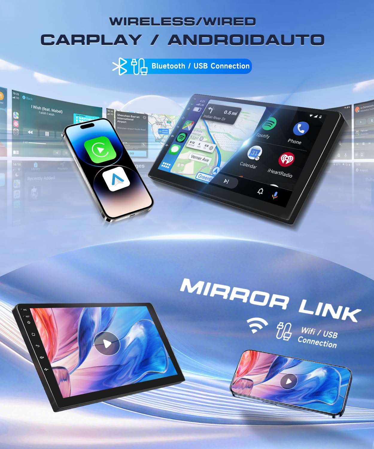 5G WiFi Android Car Stereo for Suzuki SX4 2007-2012 Radio with Wireless CarPlay Android Auto,9'' HD IPS Touch Screen Bluetooth DSP EQ Audio 26UIs FM/RDS GPS Backup Camera Mic, 2G+64G 4