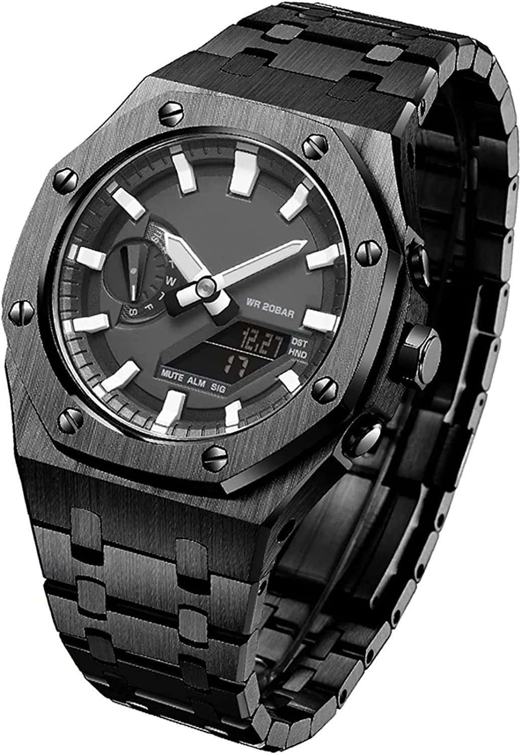 XIRIXX 5gen/5rd Ga2100 Gm2100 Mod Kit Metal Watchband，For Ga2100/2110 Stainless Steel Watch Case With Bottom Cover Accessories(A,GA2100) 1