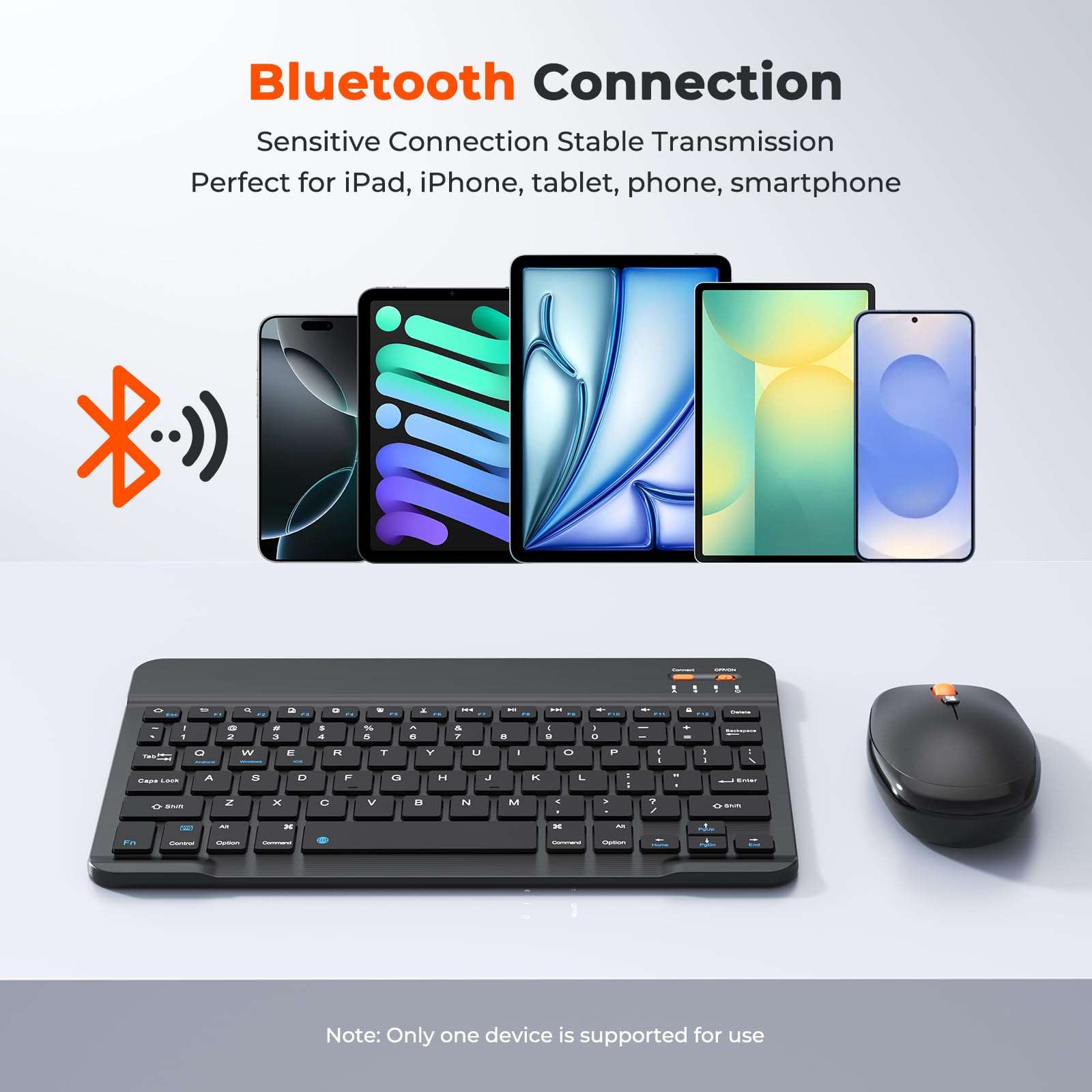 Bluetooth Keyboard and Mouse for iPad, Wireless Portable Keyboard and Mouse Rechargeable, for iPad 10th Gen/A16 11th/Mini/Pro/Air 11inches,iPhone(Not Included Case) (Black) 4