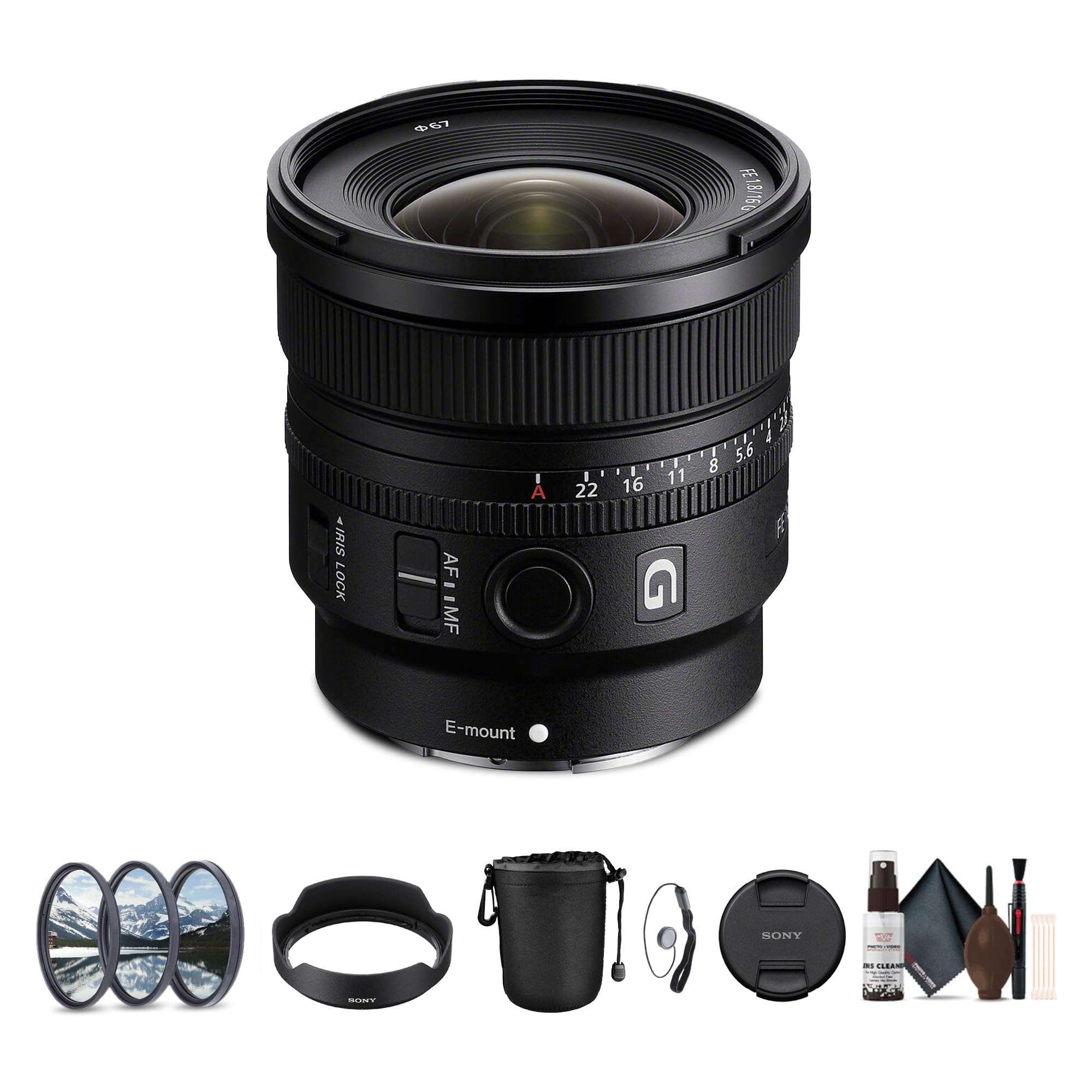 Sony FE 16mm f/1.8 G Ultra-Wide Lens for Sony E-Mount | Ideal for Landscape, Street Photography | Fast Aperture, Lightweight, Weather-Resistant | Includes Filter Kit, Cleaning Kit, Pouch & Cap Keeper 1