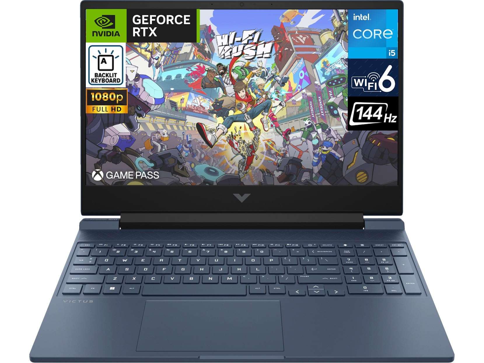HP Victus Gaming Laptop 15.6" IPS FHD (Intel i5-12450H, GeForce RTX 3050, 32GB RAM, 1TB SSD, Backlit KB, WiFi 6, Bluetooth, Webcam, Win 11 Pro) w/DKZ Hub USB Port Expander 2