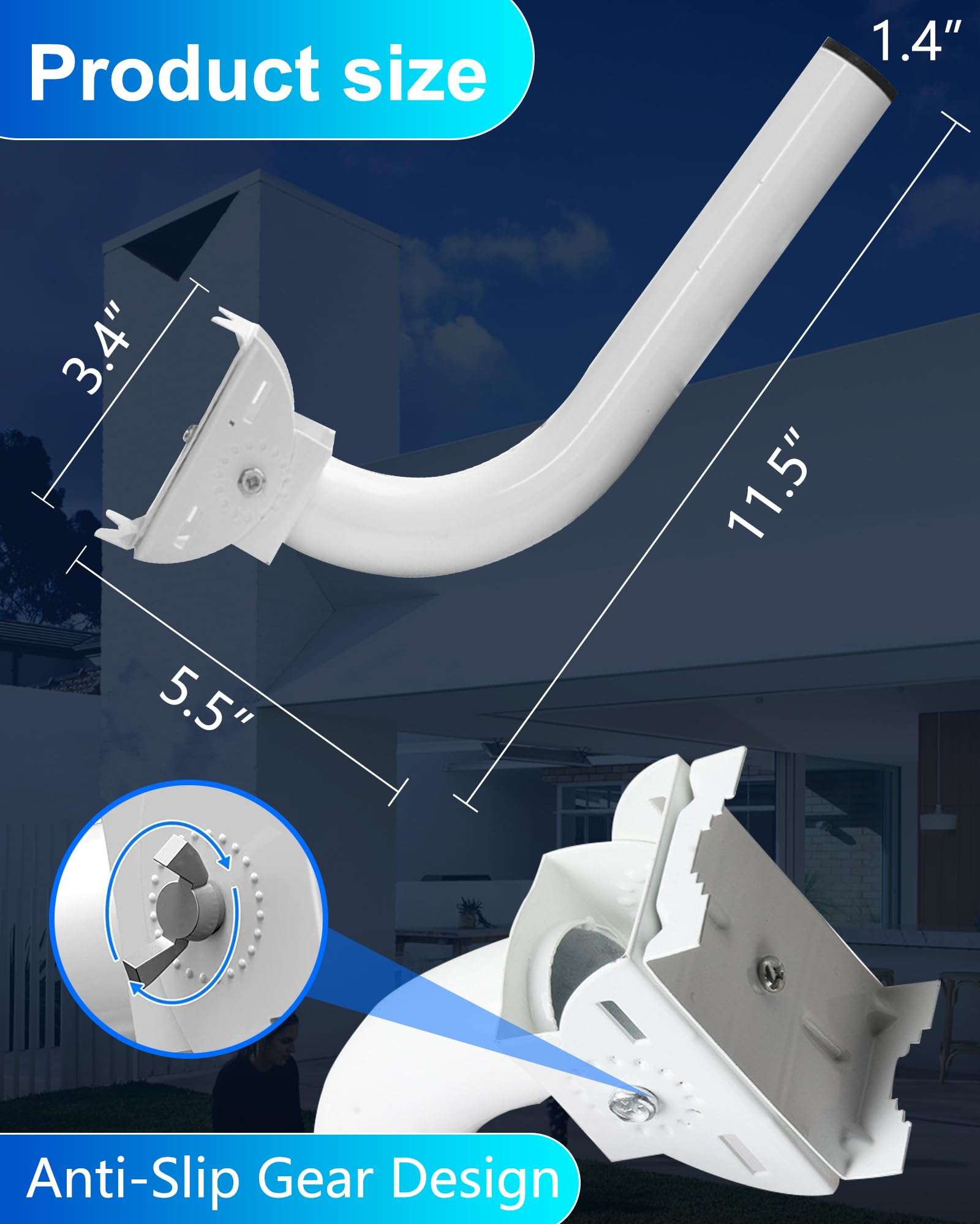 Wireless Bridge Mount Bracket - Universal Antenna Pole Mount Bracket, 11" Adjustable J Mount Mast Kit for Weather Station, TV, Yagi, Signal Booster, Outdoor WiFi Wireless Bridge, Access Point Mounting 5