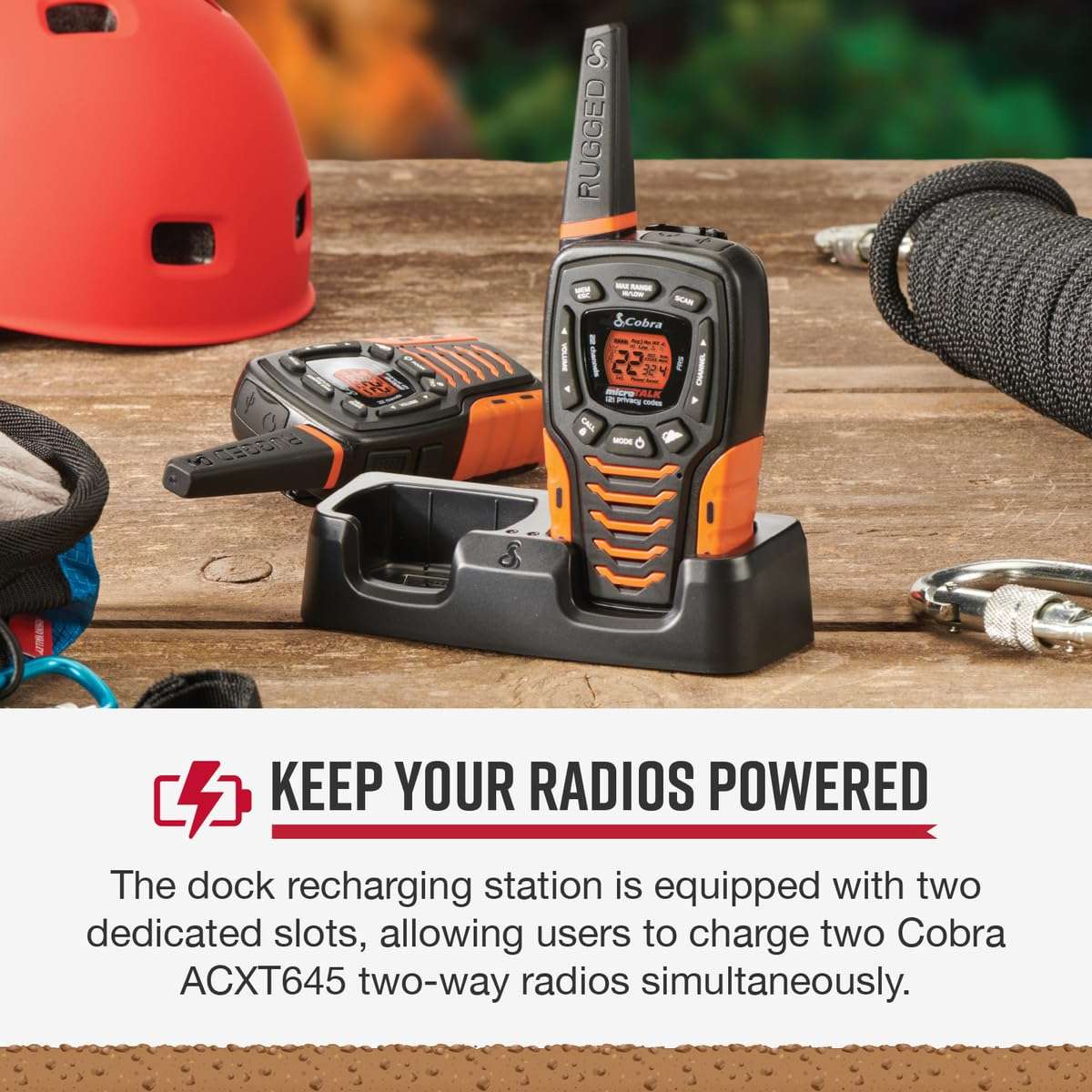 Cobra ACXT 600 Dock Charging Station for 2 Walkie Talkies with UBS Charging Cable - Dual Desktop Portable Charger, Compatible with ACXT645 Model (Pack of 4) 4