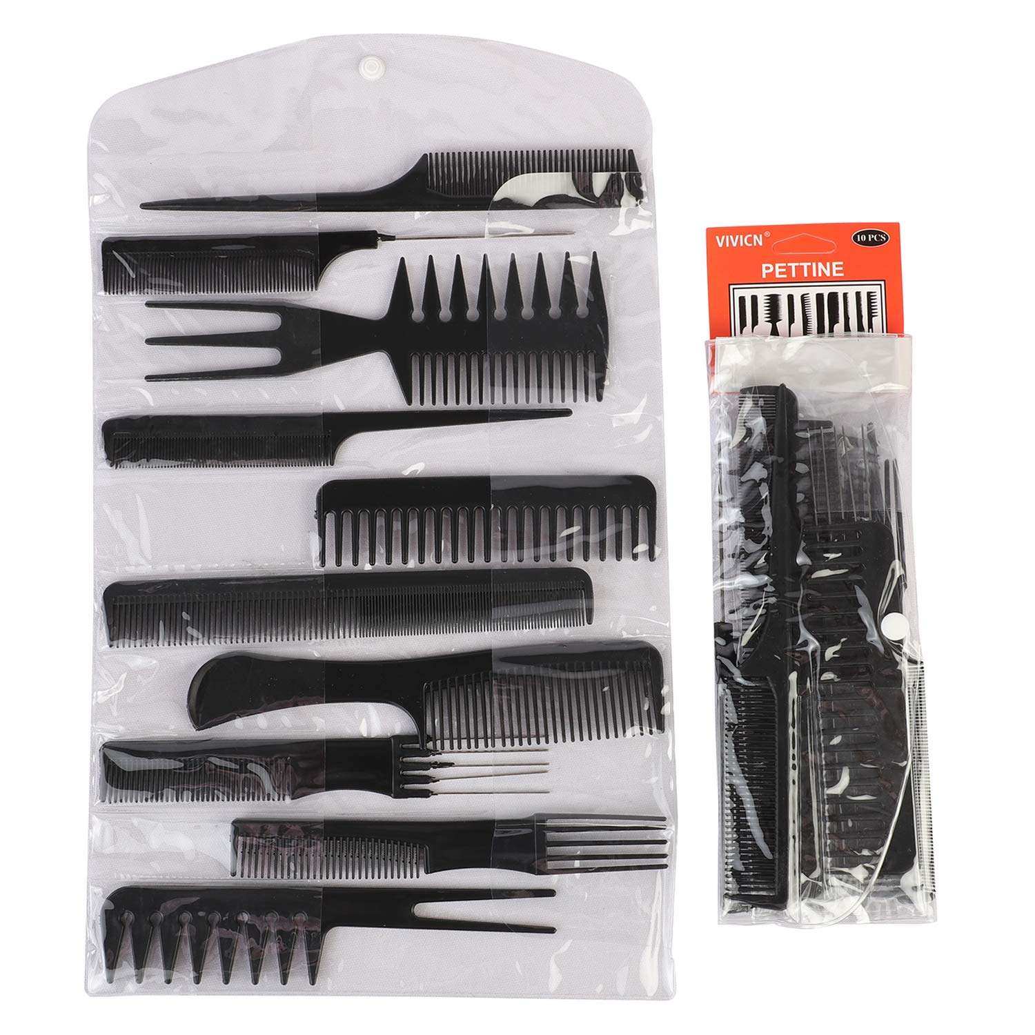 NFI essentials Professional Hair Cutting and Styling Comb Kangi Salon Kit Combs Cumb Come Hair Comp - Combo Set of 10; Black (Black) (combo) (comb) 4