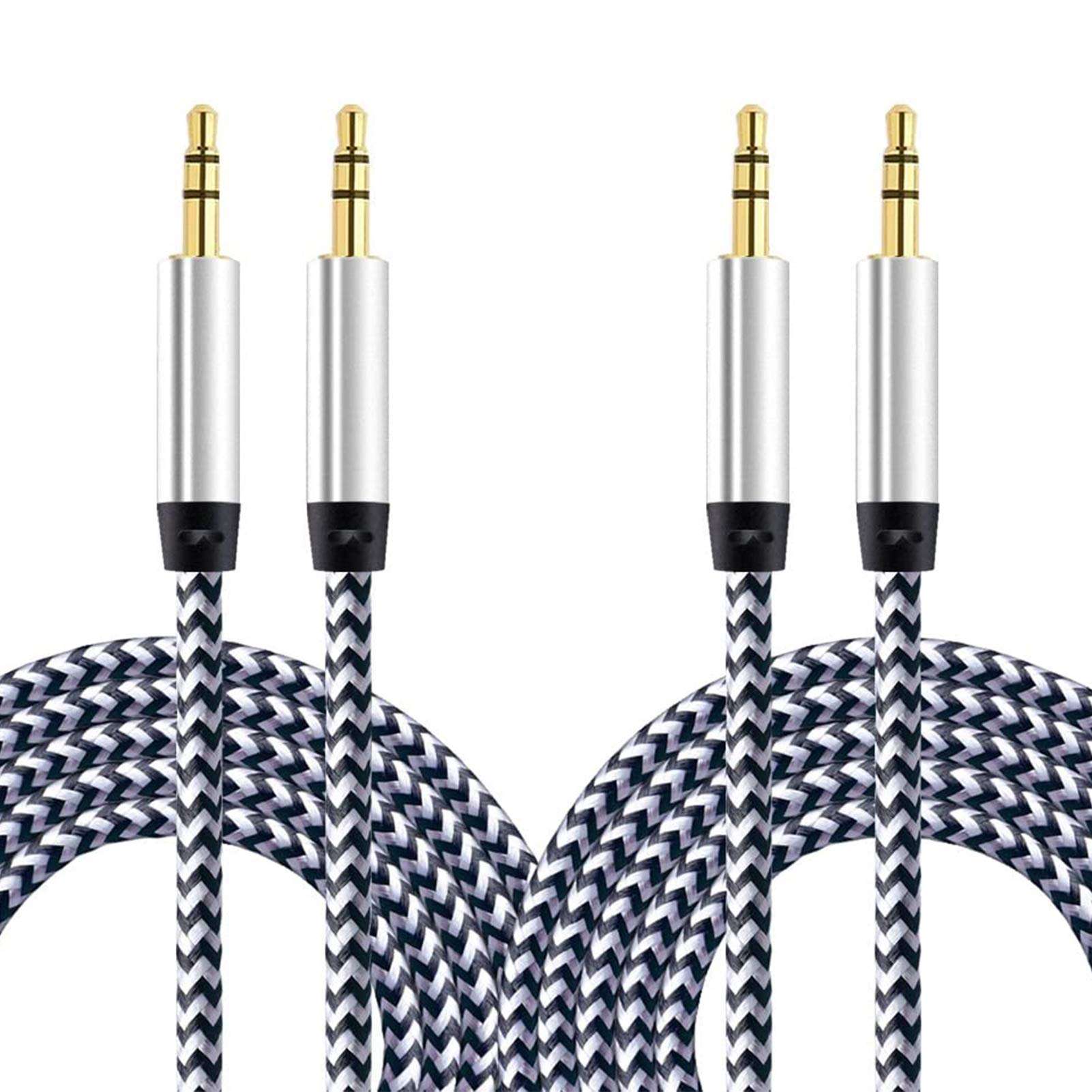 CableLovers Aux Cord for Car, 5 Pack 5ft Auxiliary Cord 3.5MM Audio Cable Nylon Braided Headphone Cable Male to Male Aux Cable for iPhone, iPad, Beats, Samsung Galaxy, Sony, Echo Dot, Tablet 1
