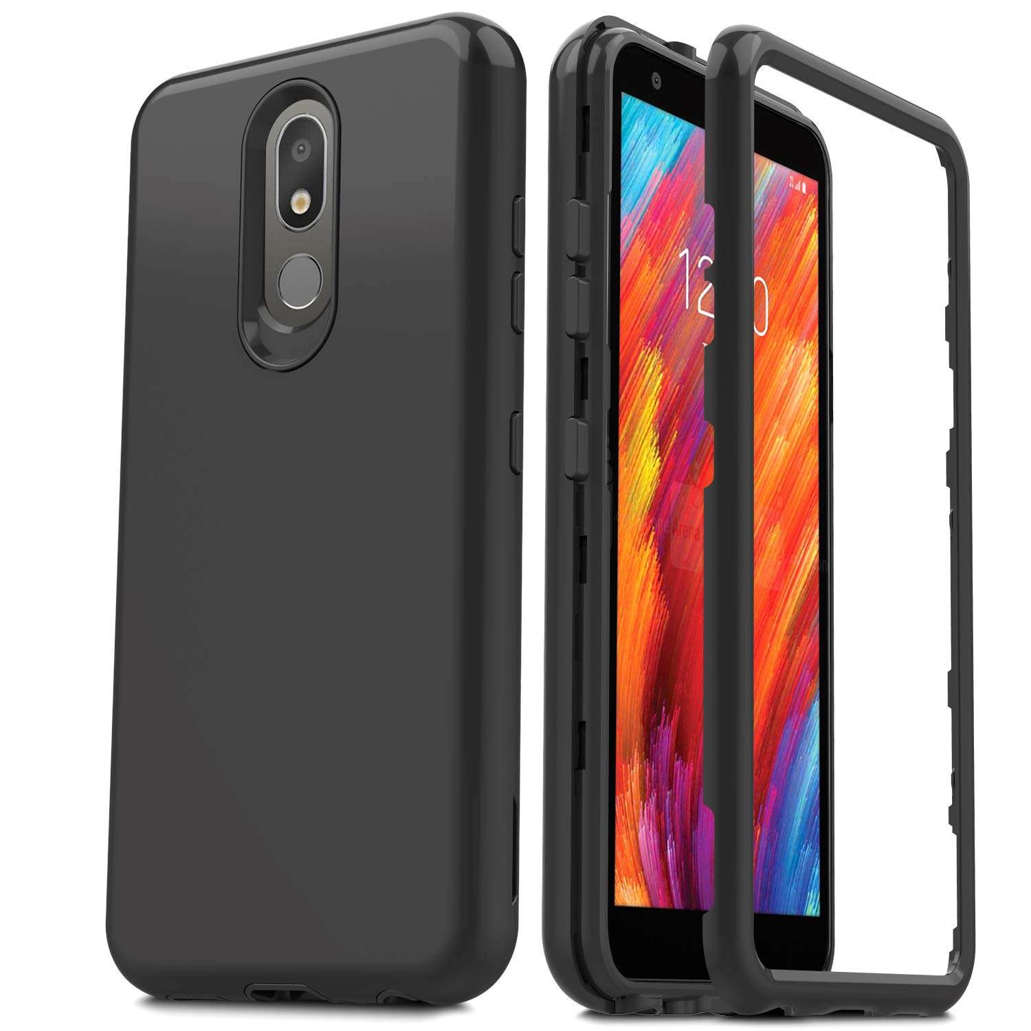 AMENQ Case for LG Journey LTE L322DL, Case for LG Aristo 4 Plus/Escape Plus LM-X320/Tribute Royal/K30 2019/Prime 2/Arena 2, Full Body TPU Bumper and PC Armor Protective Phone Cover (Black) 1