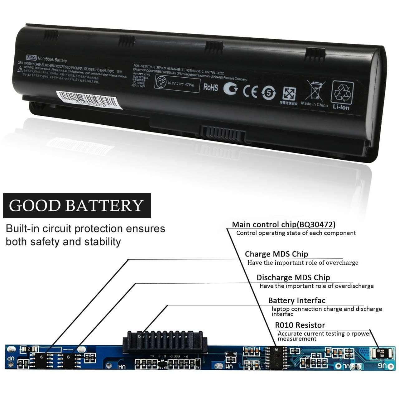 593553-001 Replacement Laptop Battery for HP MU06 593554-001 MU09 Pavilion DV6 G6 G7 G4 DM4 DV5 G62 G32 G42 Compaq Presario CQ32 CQ42 CQ43 CQ56 CQ57 CQ62 CQ72 Notebook Battery 2