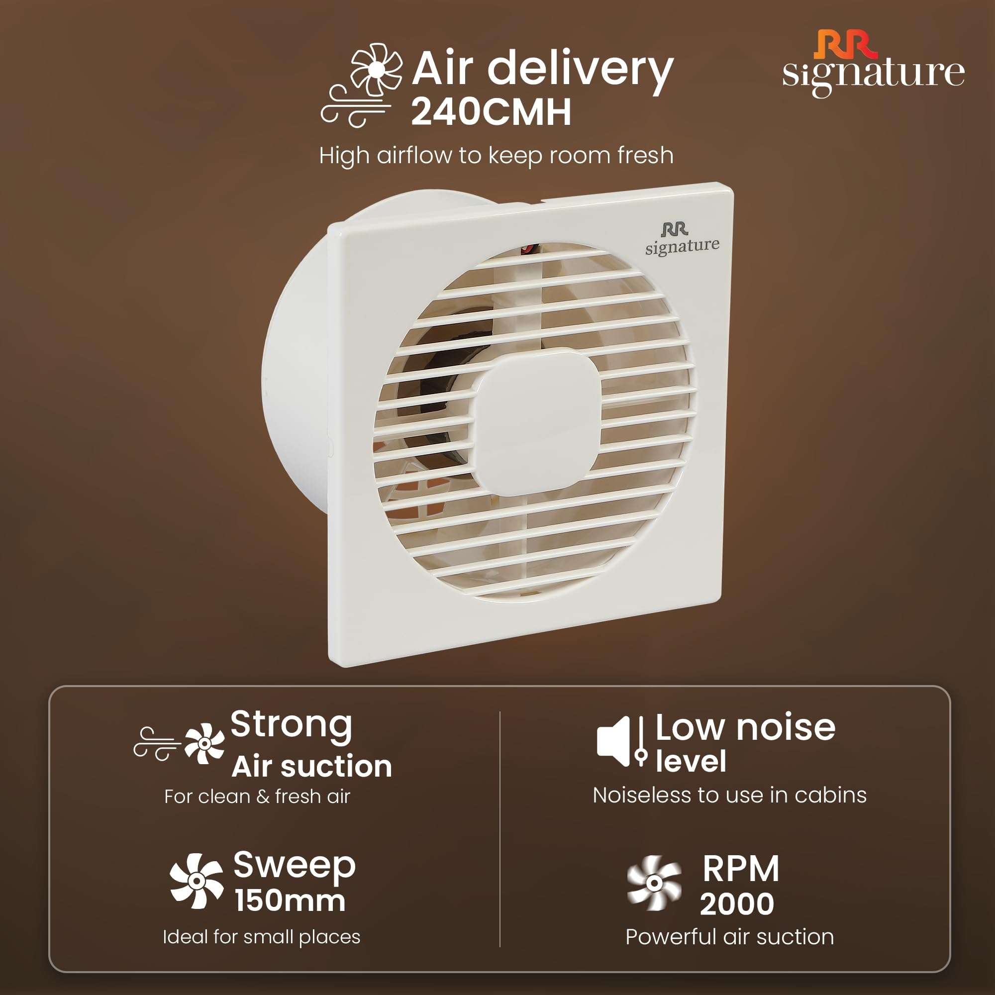 RR SIGNATURE VENTO GRILL 150 MM - WHITE (2 Year Warranty) 3