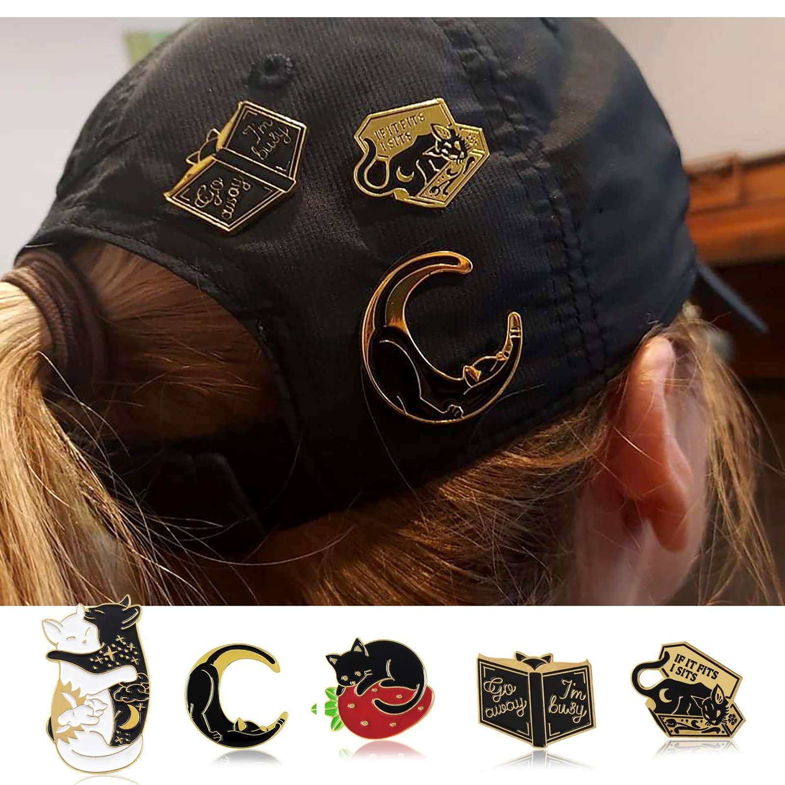 MJartoria Cute Enamel Pins-Cats Hug Book Shape Novelty Cartoon Cute Enamel Brooch Pins for Backpacks Set Badges Clothing Bags Jackets 4