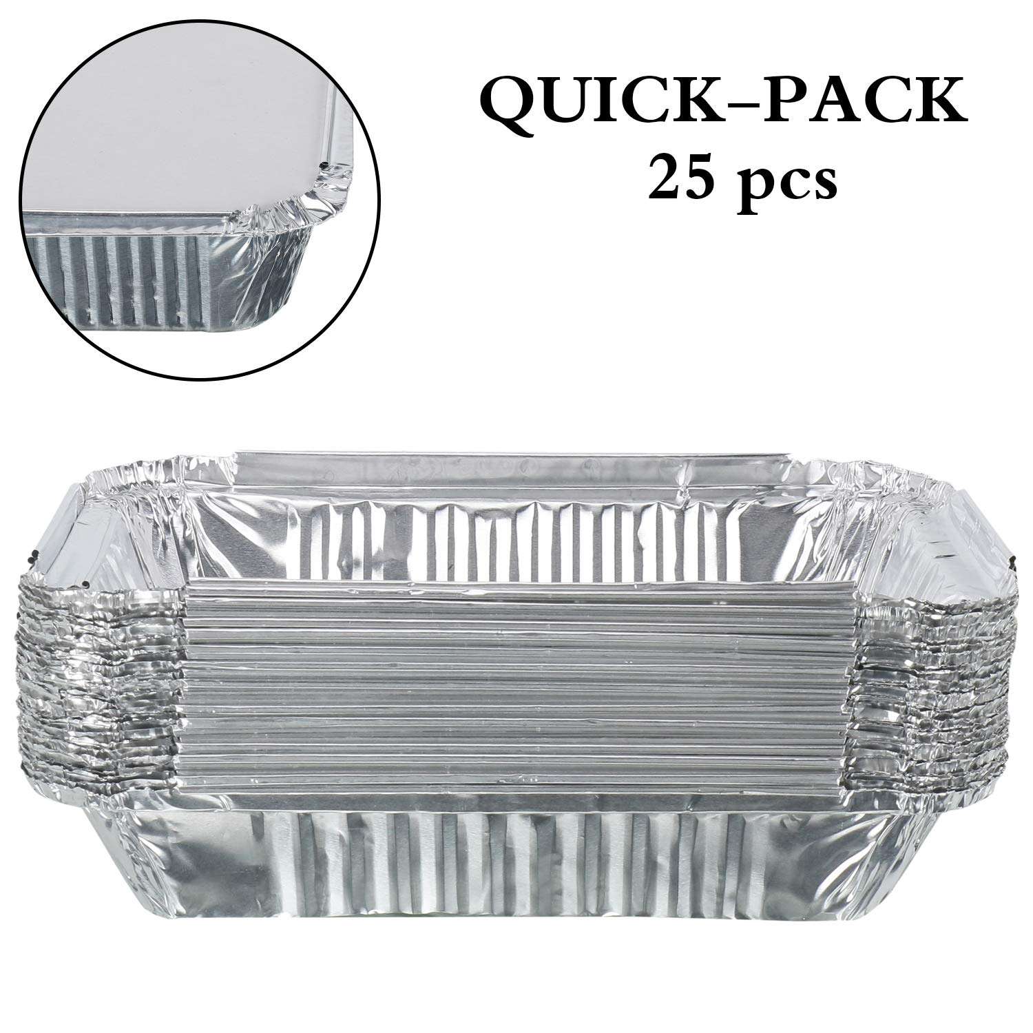 Freshee Pack of 2 x 25 pcs Aluminium Silver Foil Container 750ml | Food Storage Disposable Containers with Lid For Kitchen 5