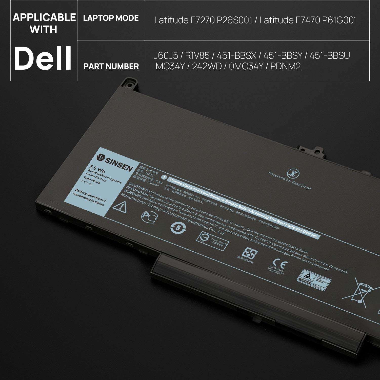 Fancy Buying J60J5 Laptop Battery Replacement for Dell Latitude E7270 P26S001 E7470 P61G001 Series Notebook 1W2Y2 01W2Y2 R1V85 451-BBSX 451-BBSY 451-BBSU MC34Y 242WD PDNM2 6