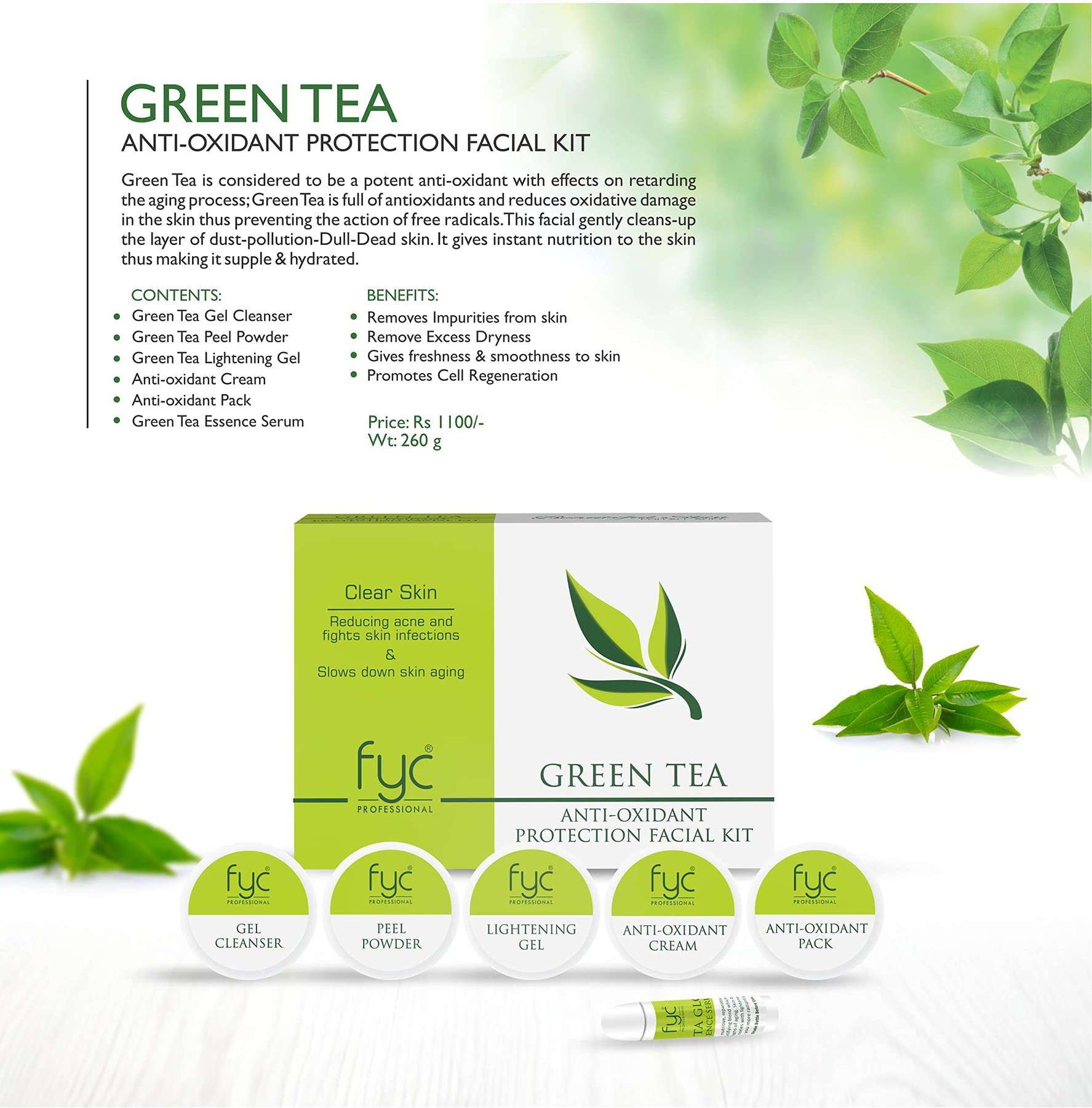FYC Professional Yavi Cosmetics GREEN TEA FACIAL KIT 3
