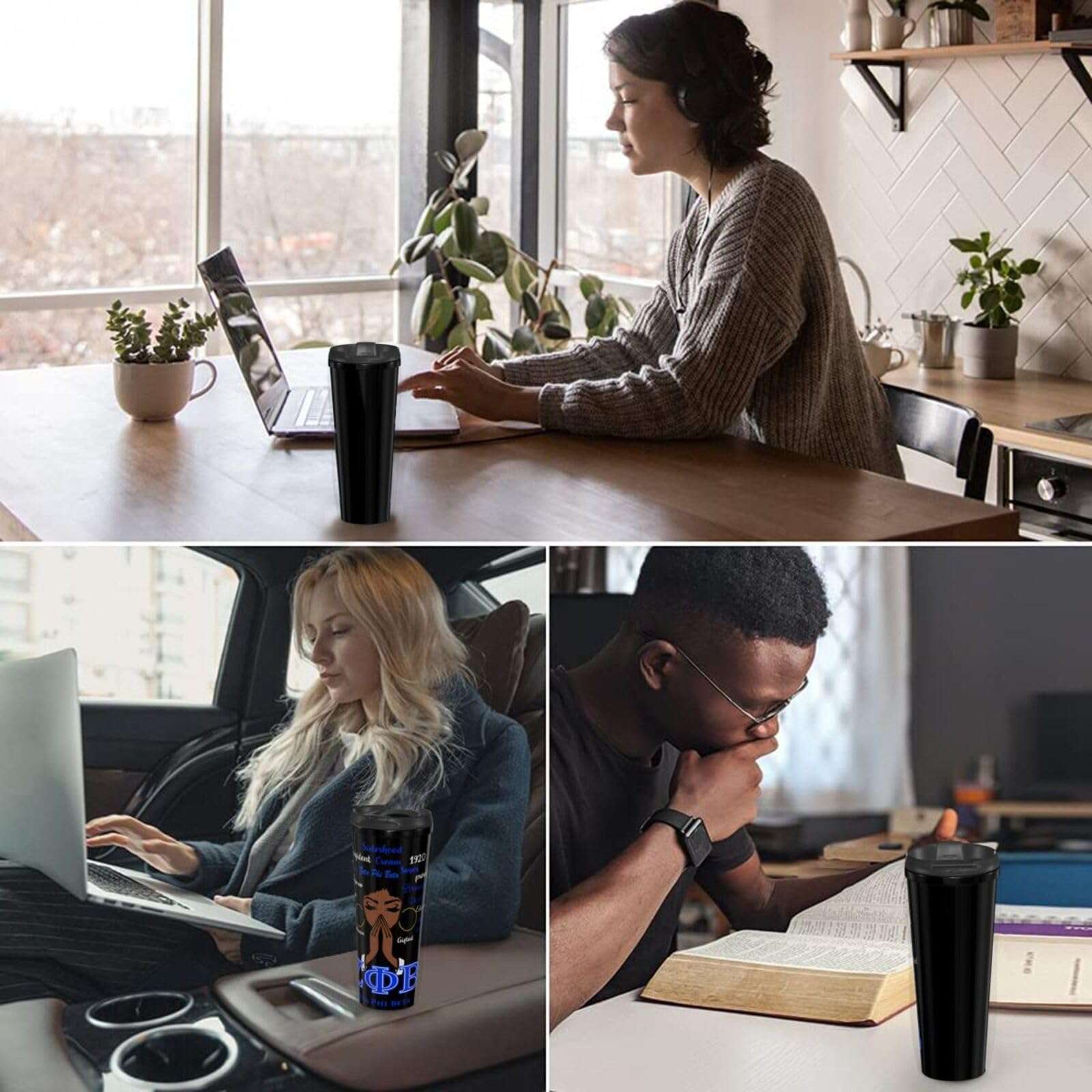 KaRFRi Coffee Cups Sorority Paraphernalia Gifts 1920 Sorority Blue And White Gifts Women 12oz Reusabl Tumblers Stainless Steel 4